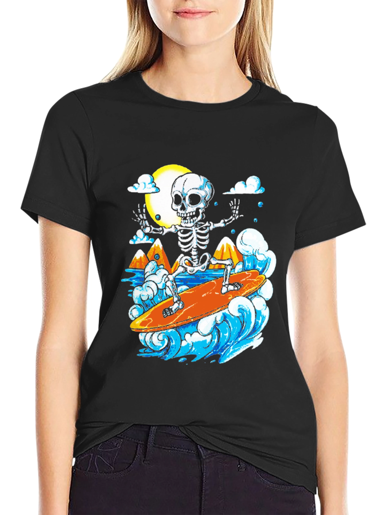 Skeleton Surfer Graphic T-Shirt