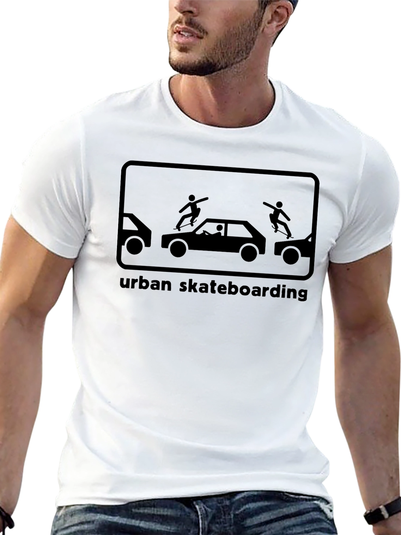 Urban Skateboarding T-Shirt - Black Graphic Tee