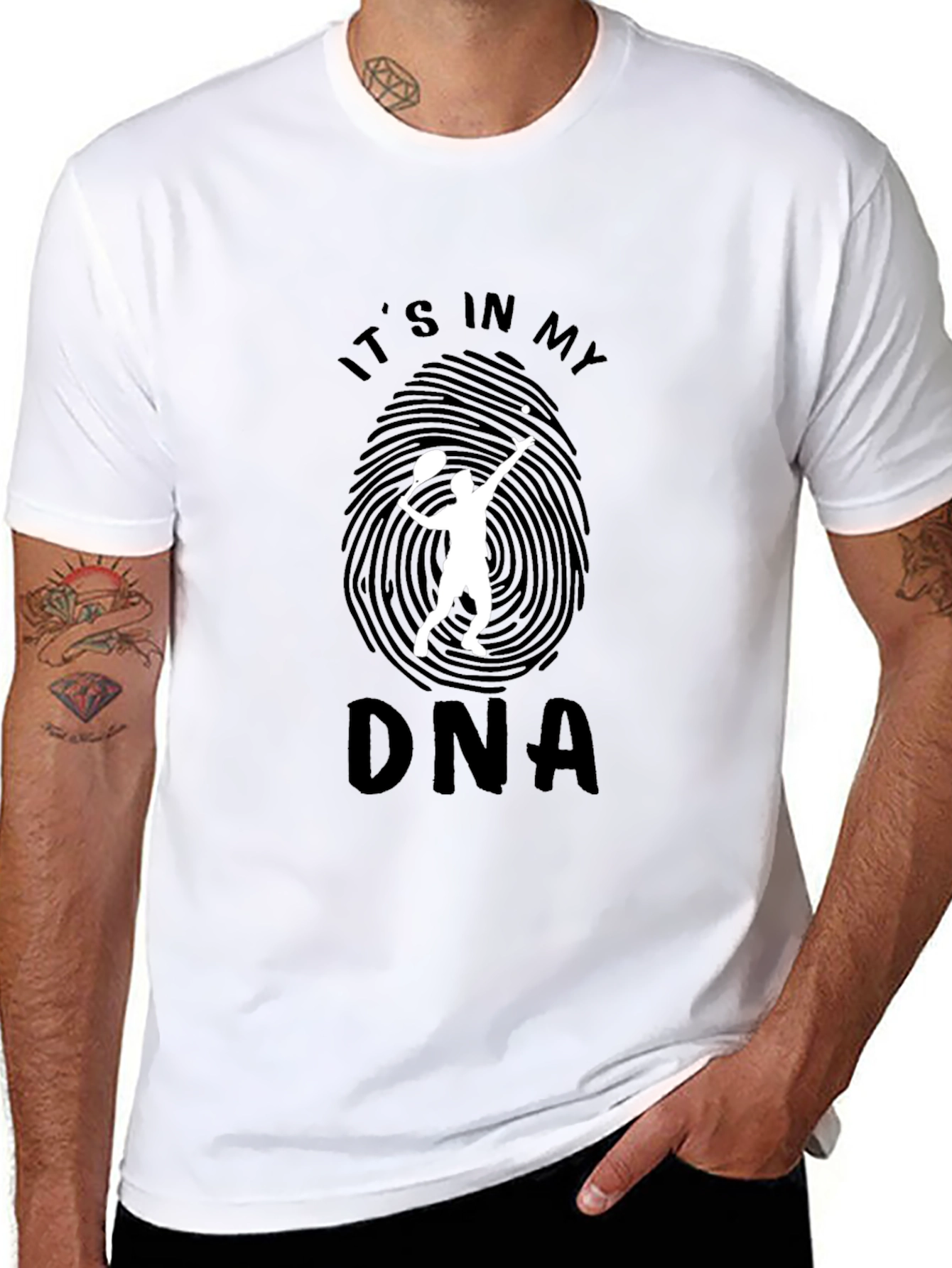 Tennis DNA Graphic Tee - Black Cotton T-Shirt
