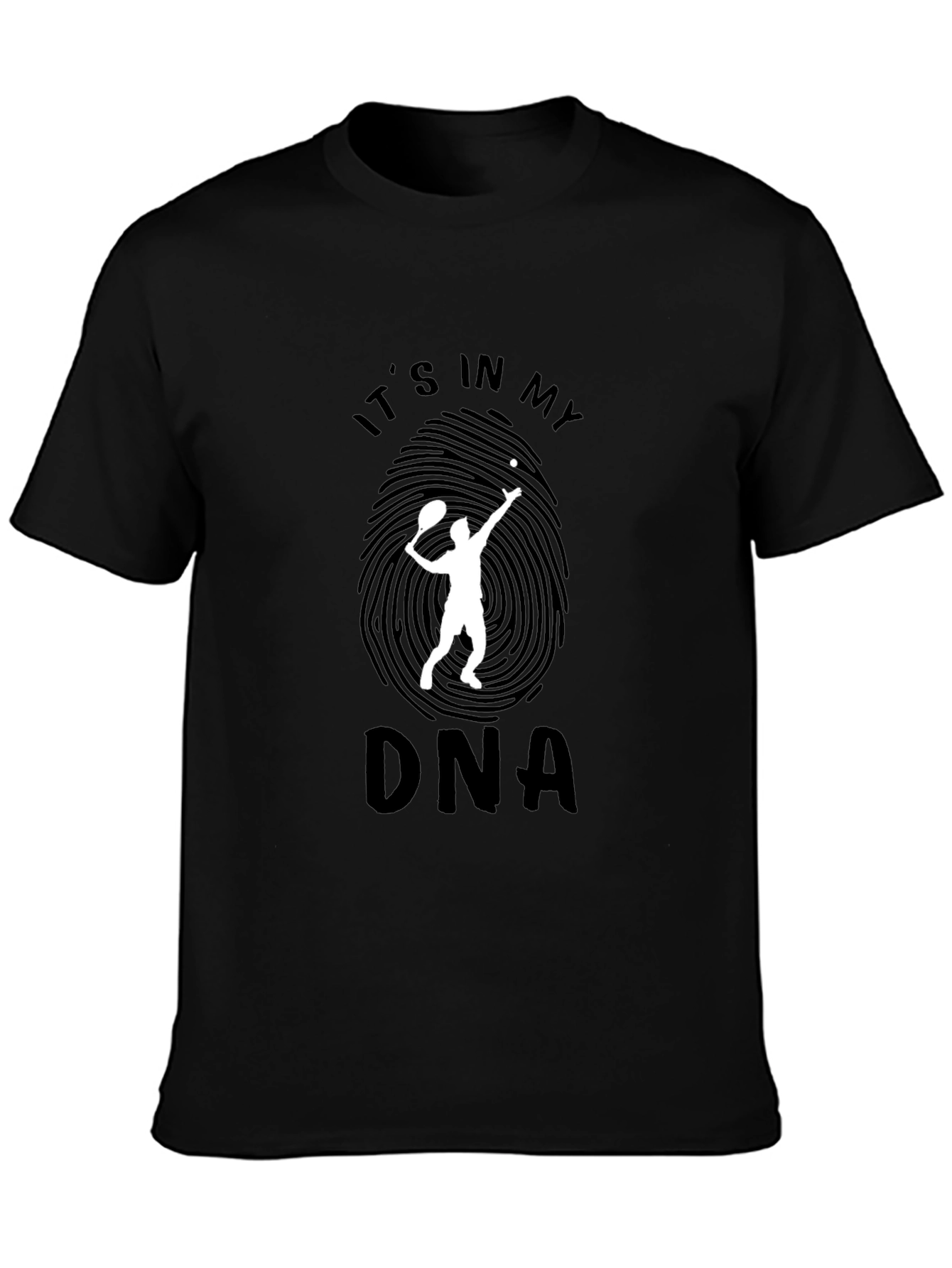 Tennis DNA Graphic Tee - Black Cotton T-Shirt