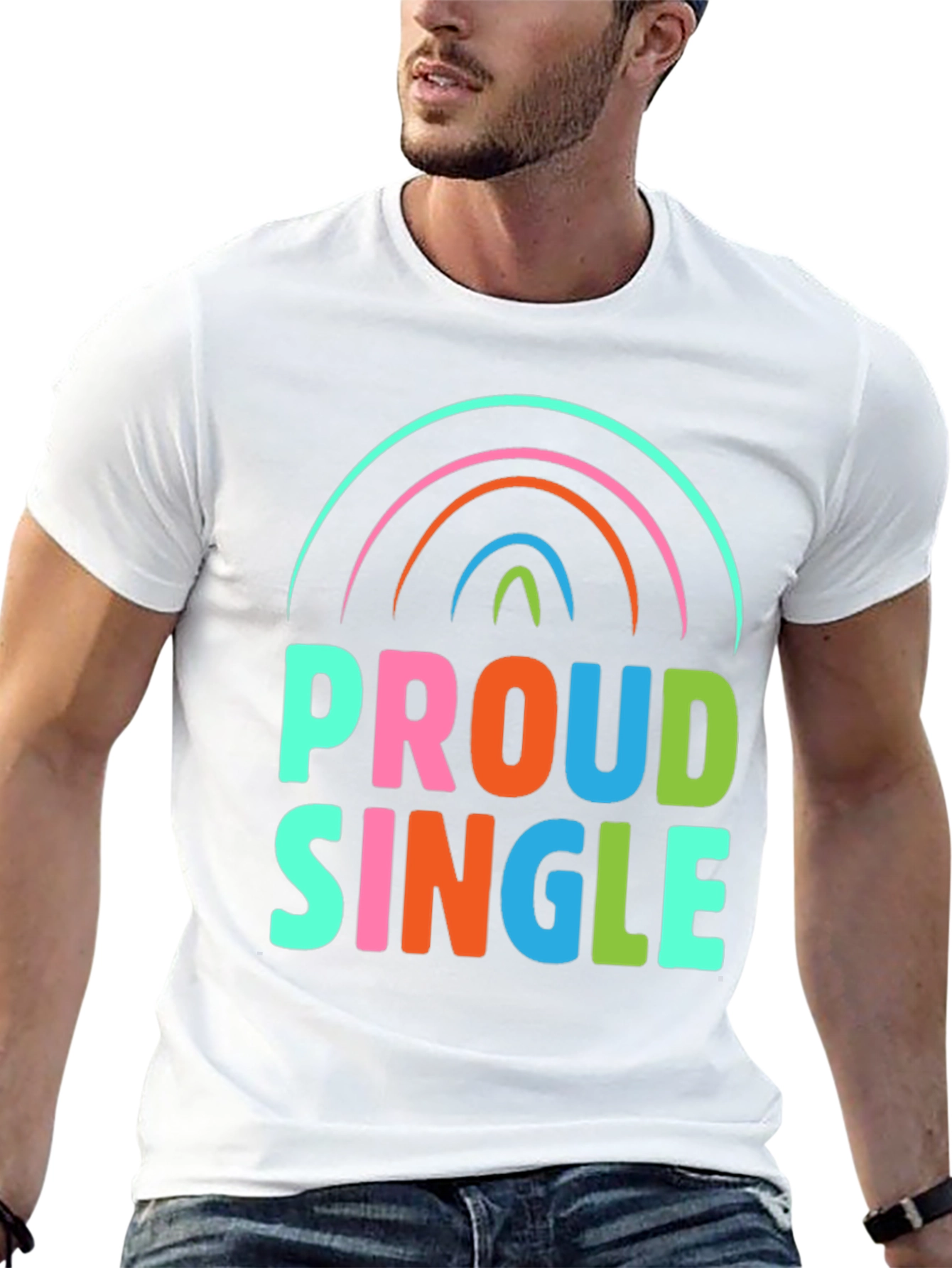 Proud Single Rainbow Graphic T-Shirt