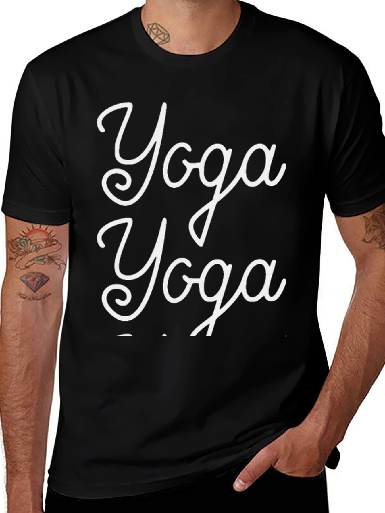 Yoga Graphic Tee - Mens Casual Black Cotton T-Shirt