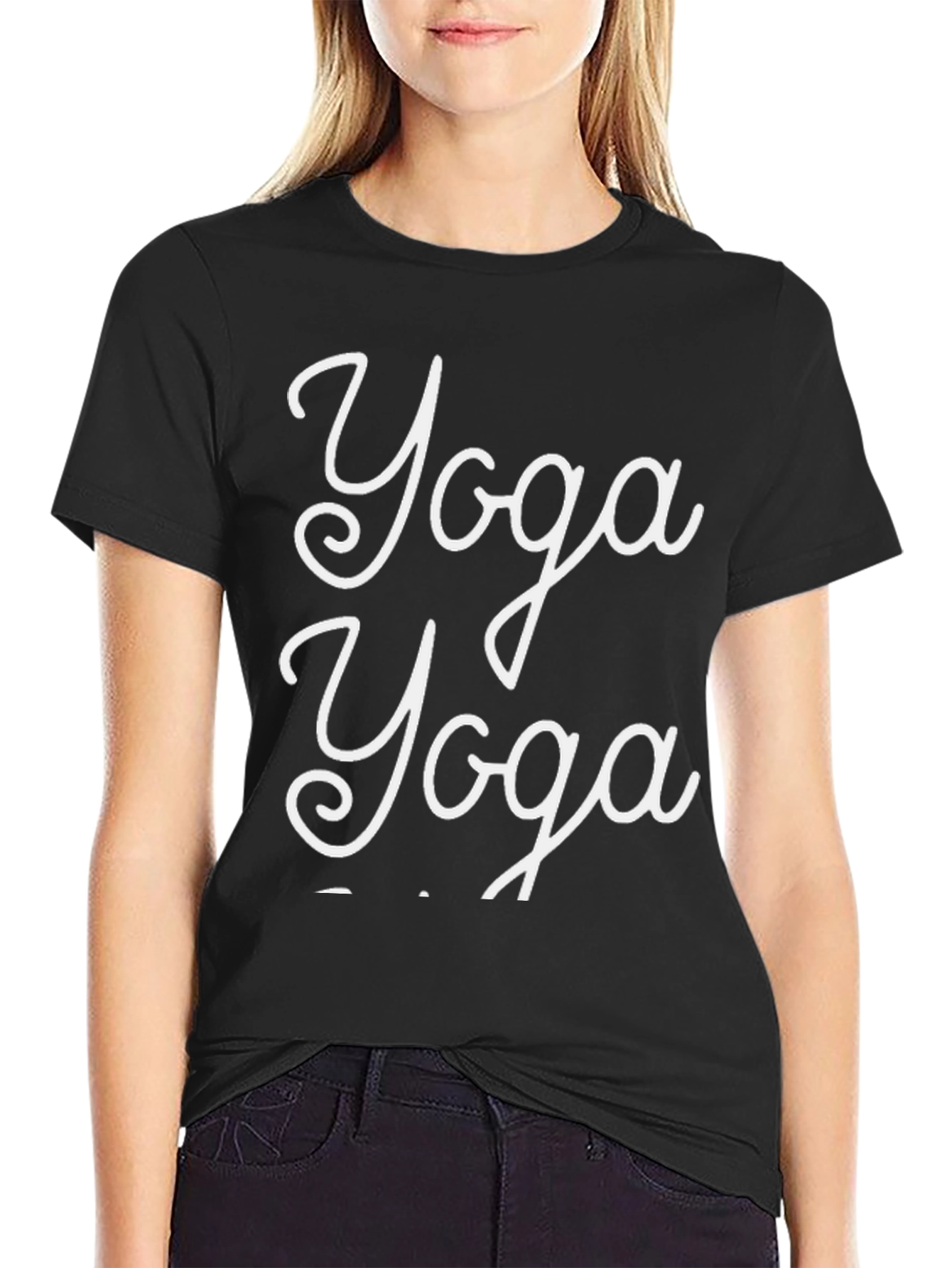 Yoga Graphic Tee - Mens Casual Black Cotton T-Shirt