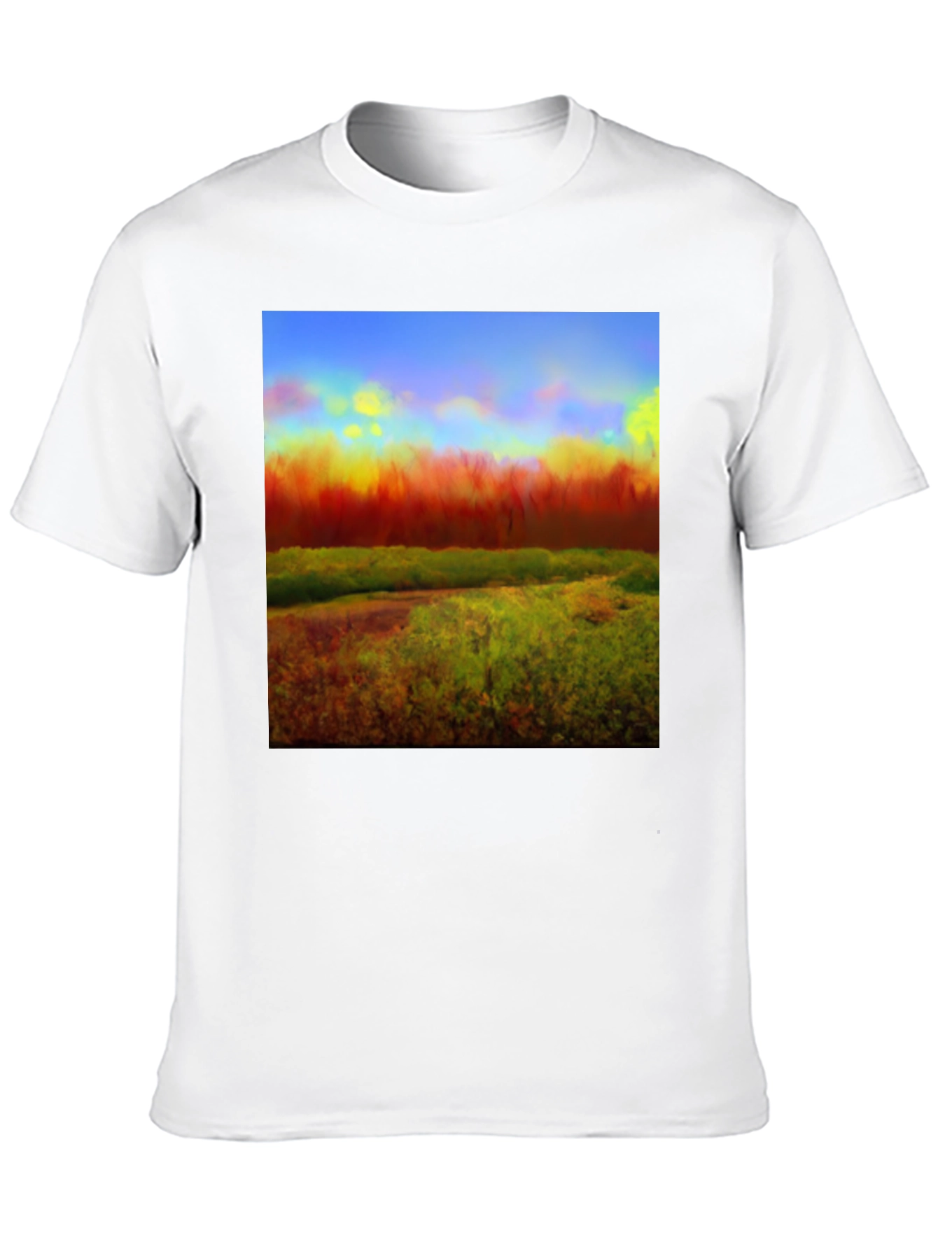 Abstract Landscape Graphic Tee - Black Cotton Blend