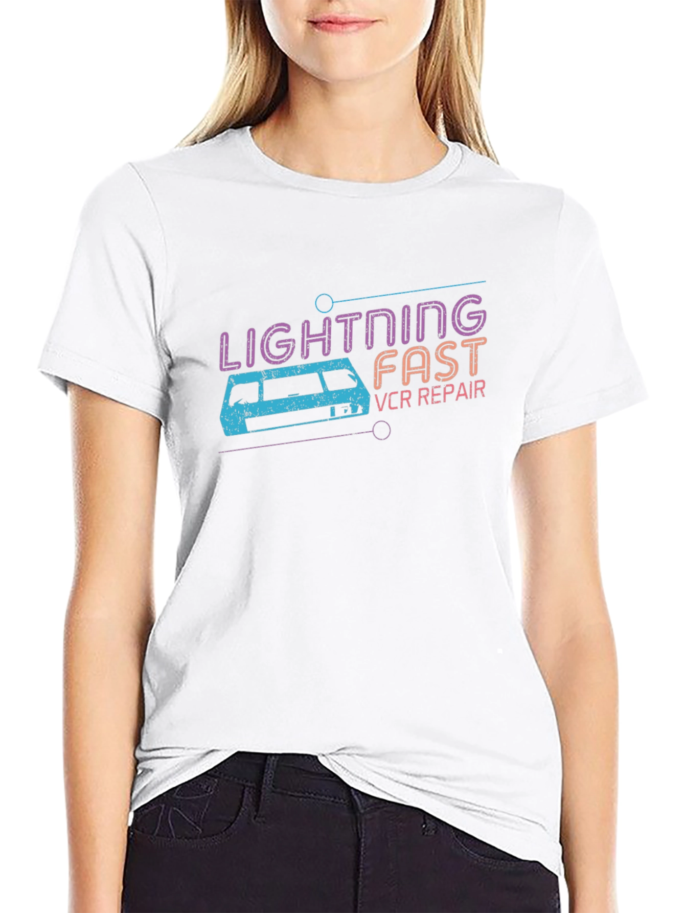 Lightning Fast VCR Repair T-Shirt - Retro 80s Style