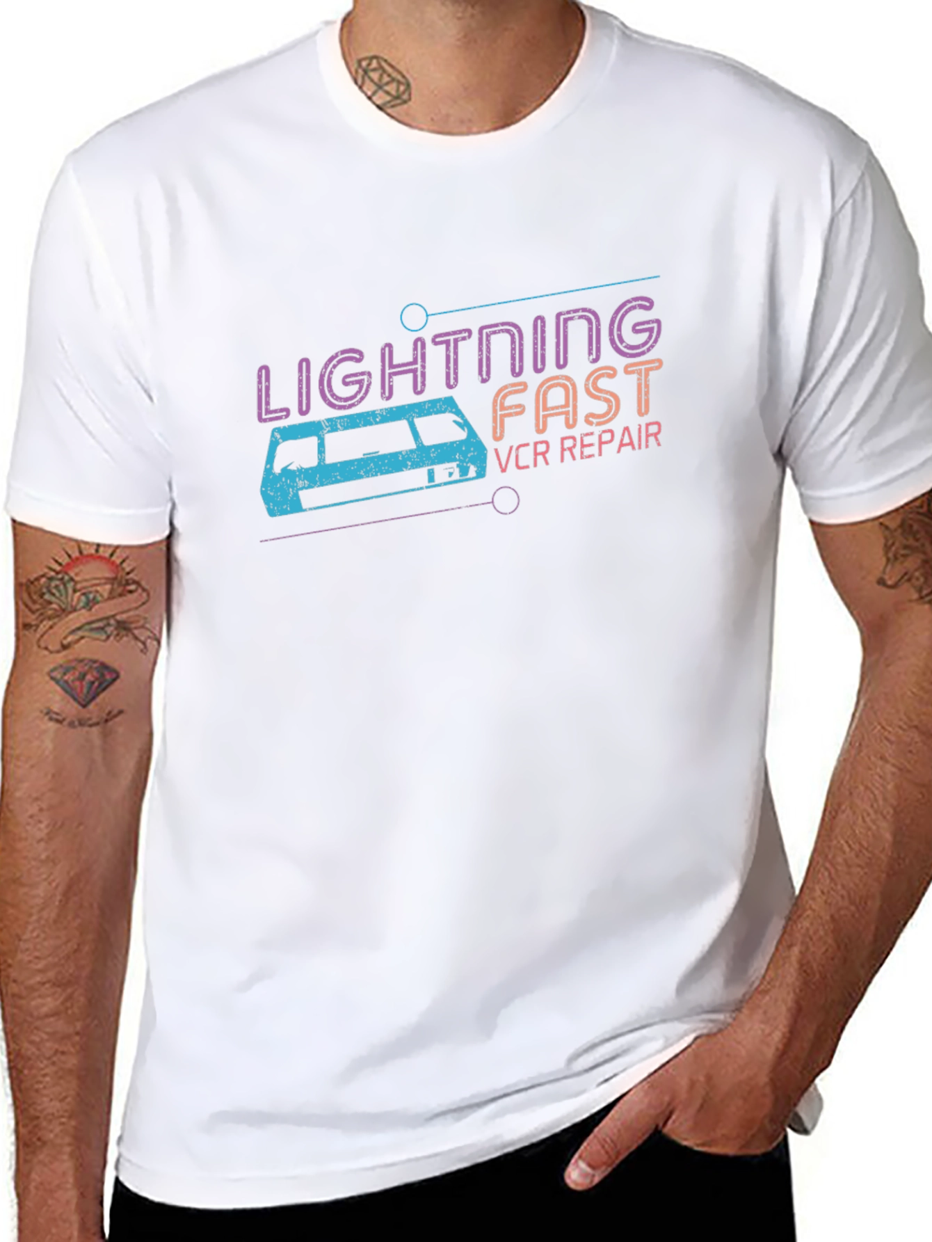 Lightning Fast VCR Repair T-Shirt - Retro 80s Style