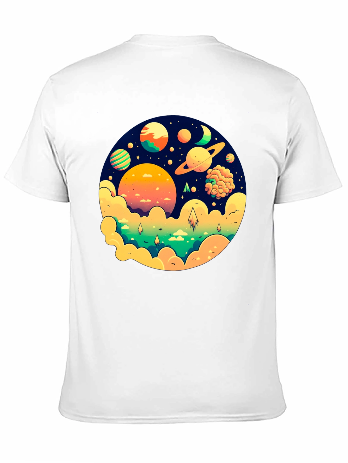 Cosmic Dreams Black T-Shirt - Space Planet Design
