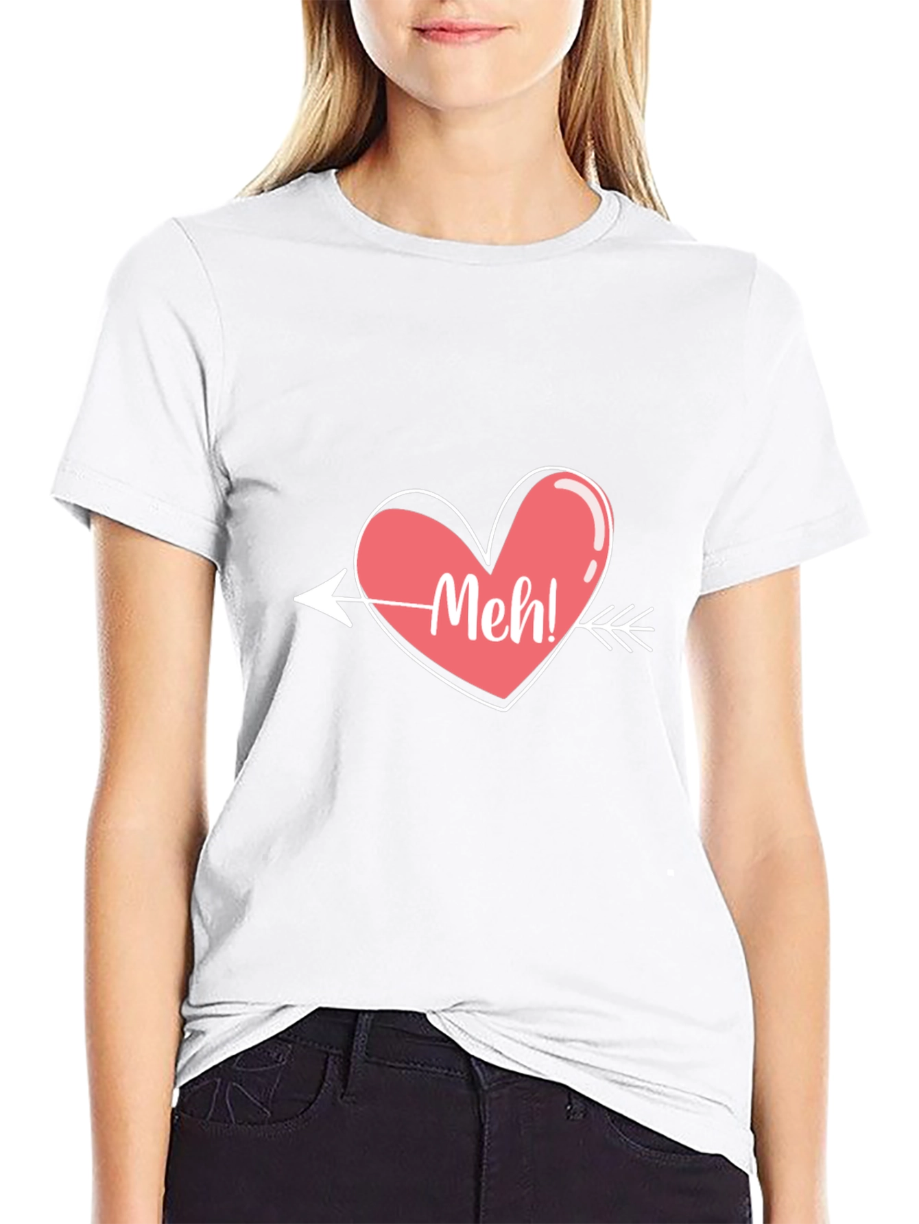 Meh! Heart Arrow Graphic Tee - Trendy Casual Style