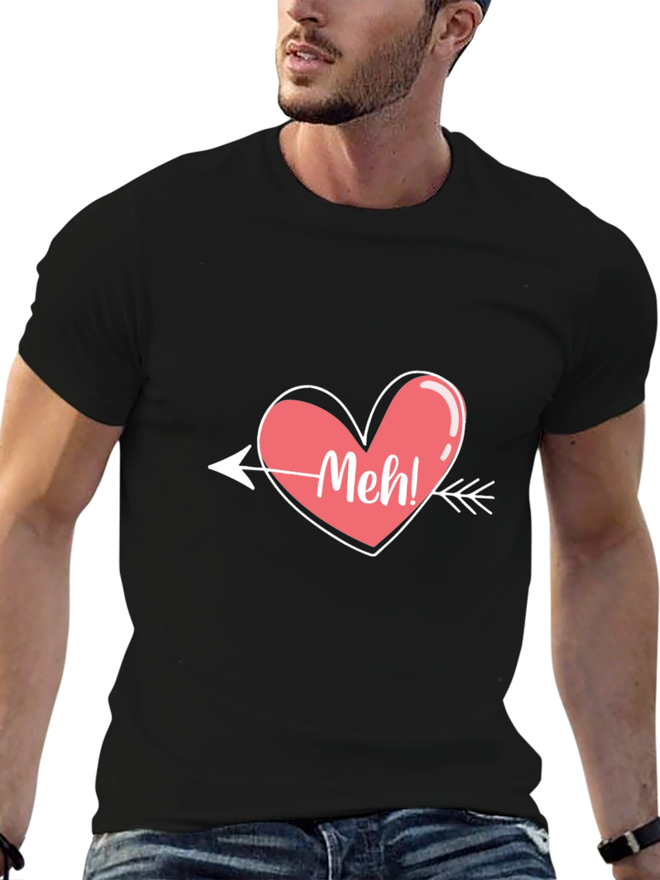 Meh! Heart Arrow Graphic Tee - Trendy Casual Style