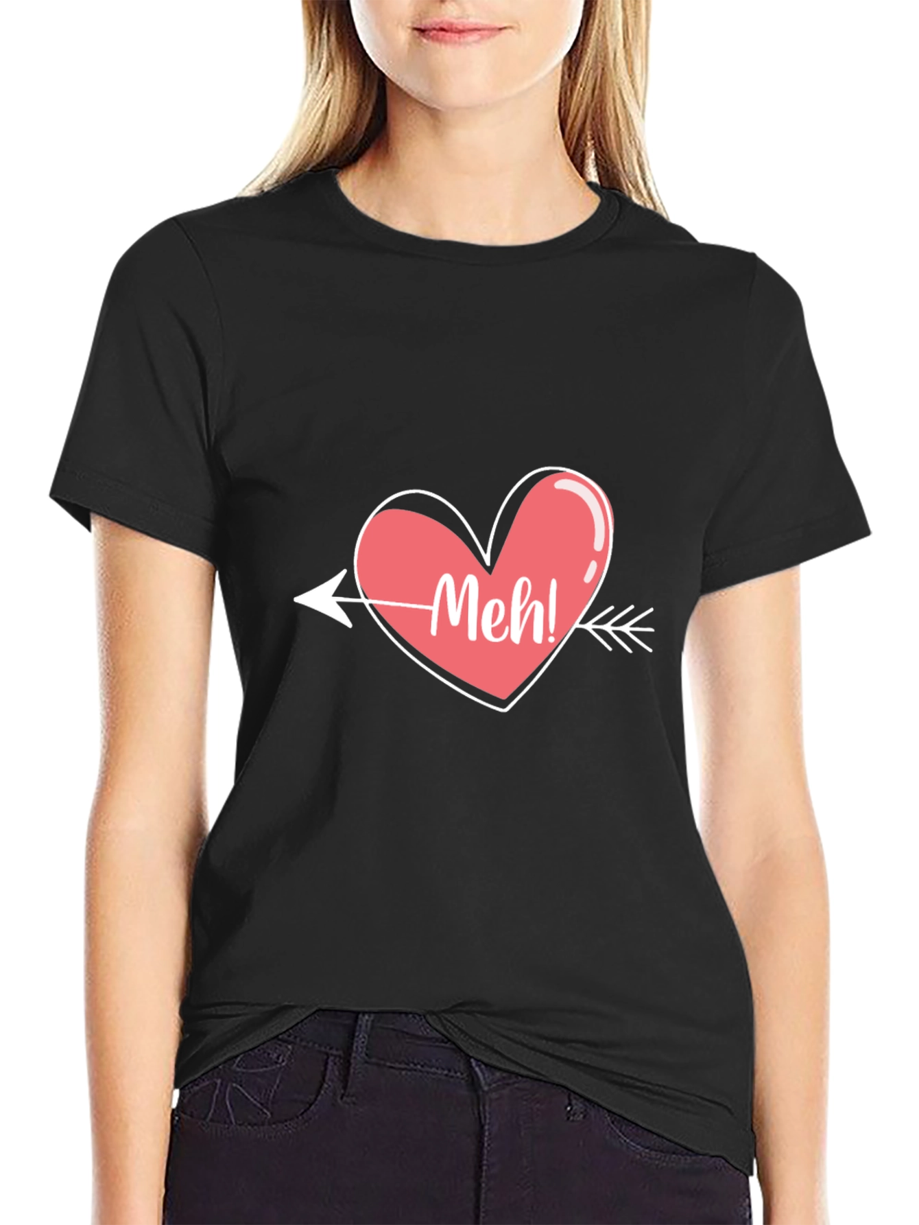 Meh! Heart Arrow Graphic Tee - Trendy Casual Style