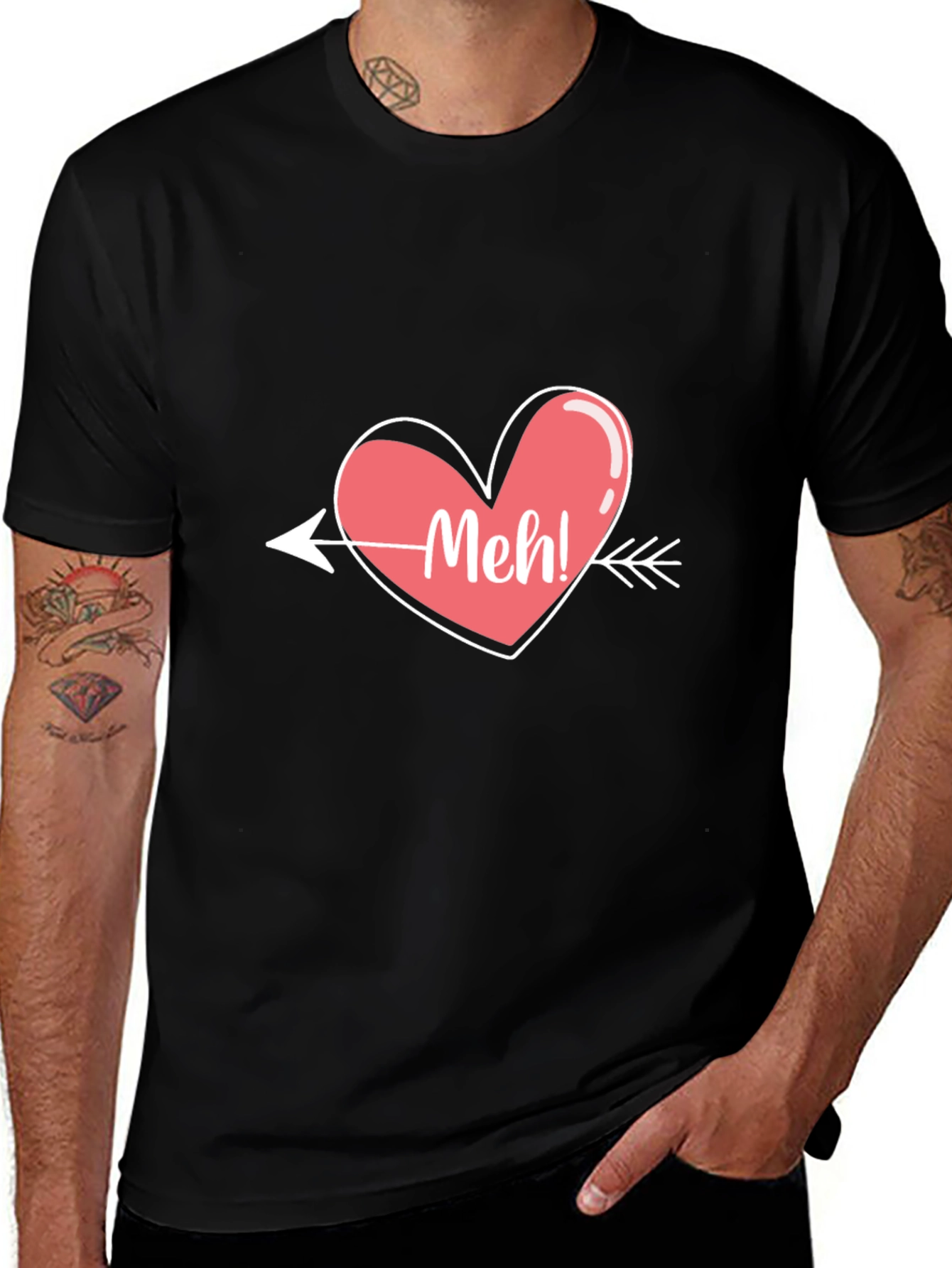 Meh! Heart Arrow Graphic Tee - Trendy Casual Style