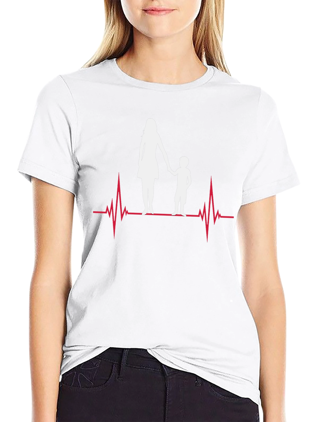 Mother & Child Heartbeat Graphic Tee