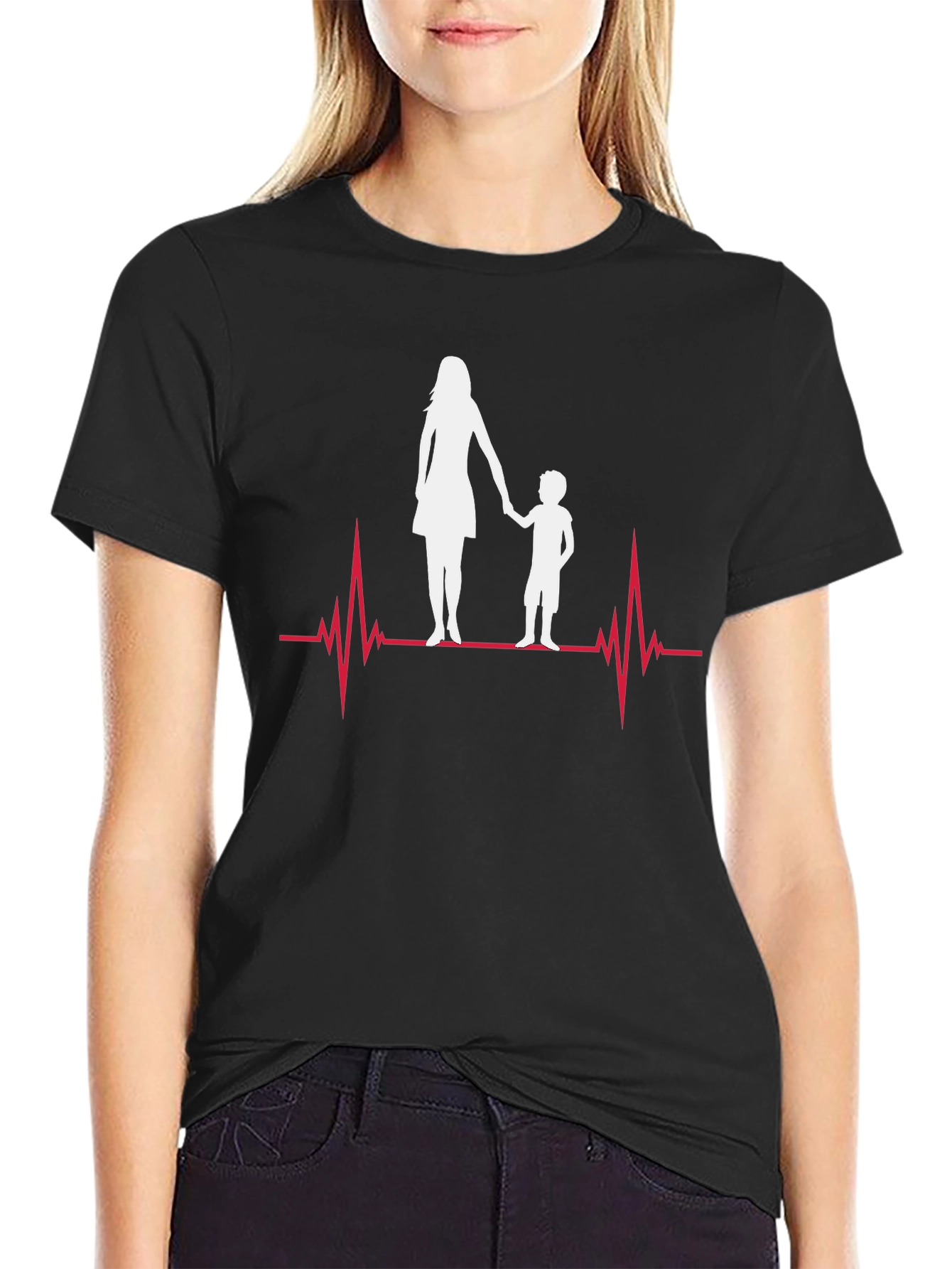 Mother & Child Heartbeat Graphic Tee