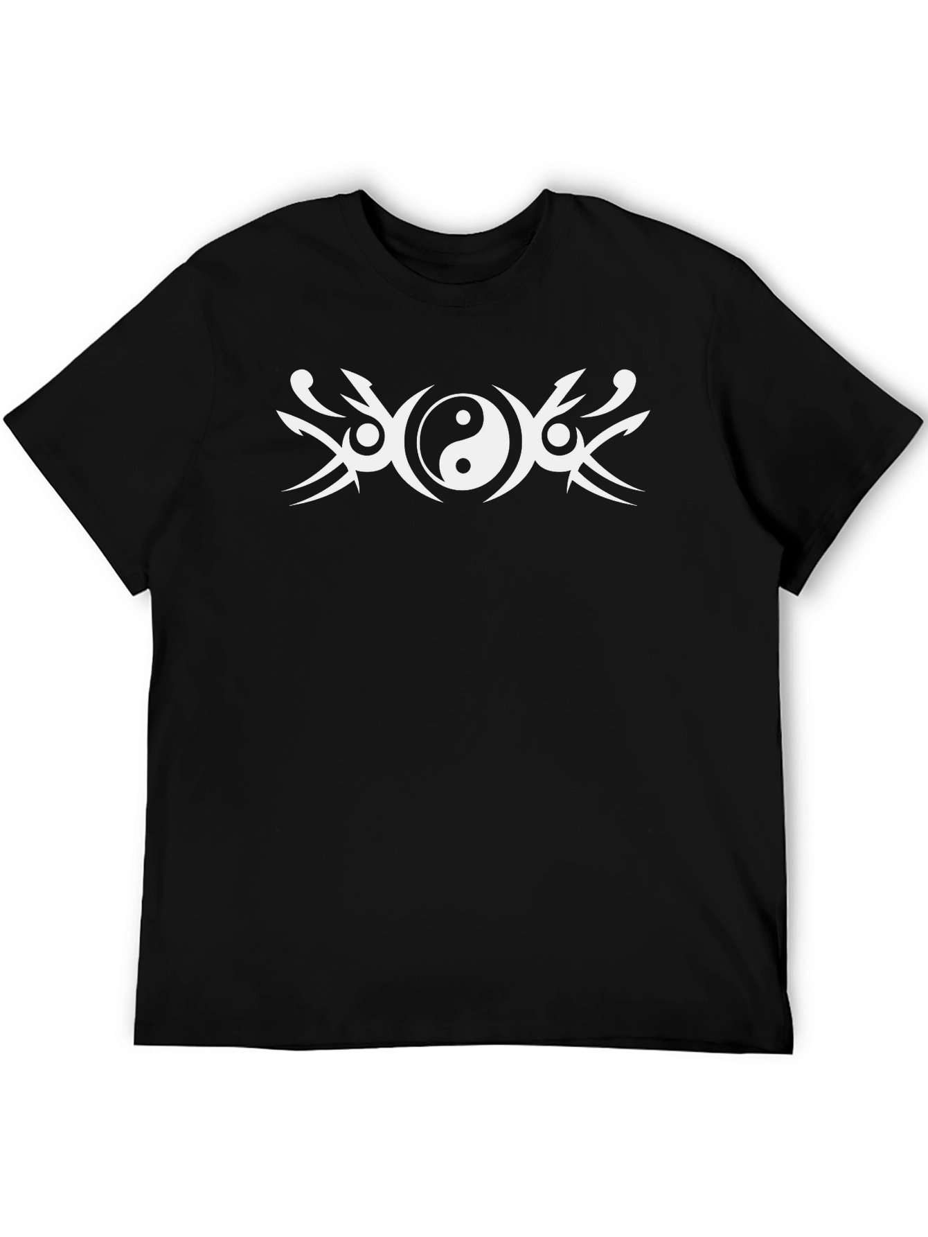 Yin Yang Tribal Graphic Black T-Shirt