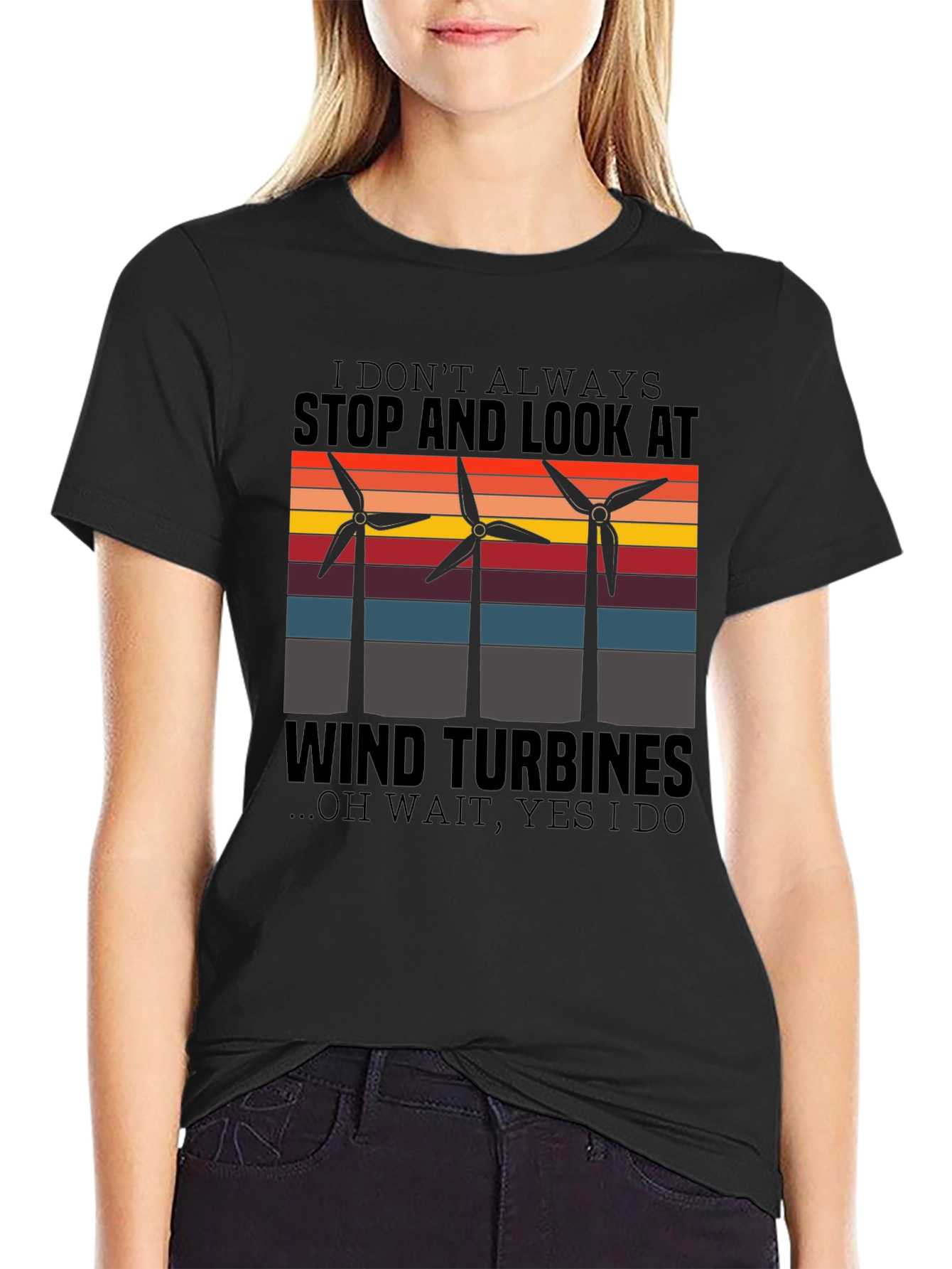 Wind Turbine Graphic T-Shirt - Environmentally Conscious Design
