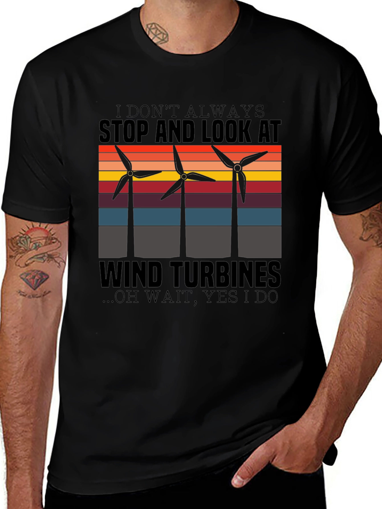 Wind Turbine Graphic T-Shirt - Environmentally Conscious Design