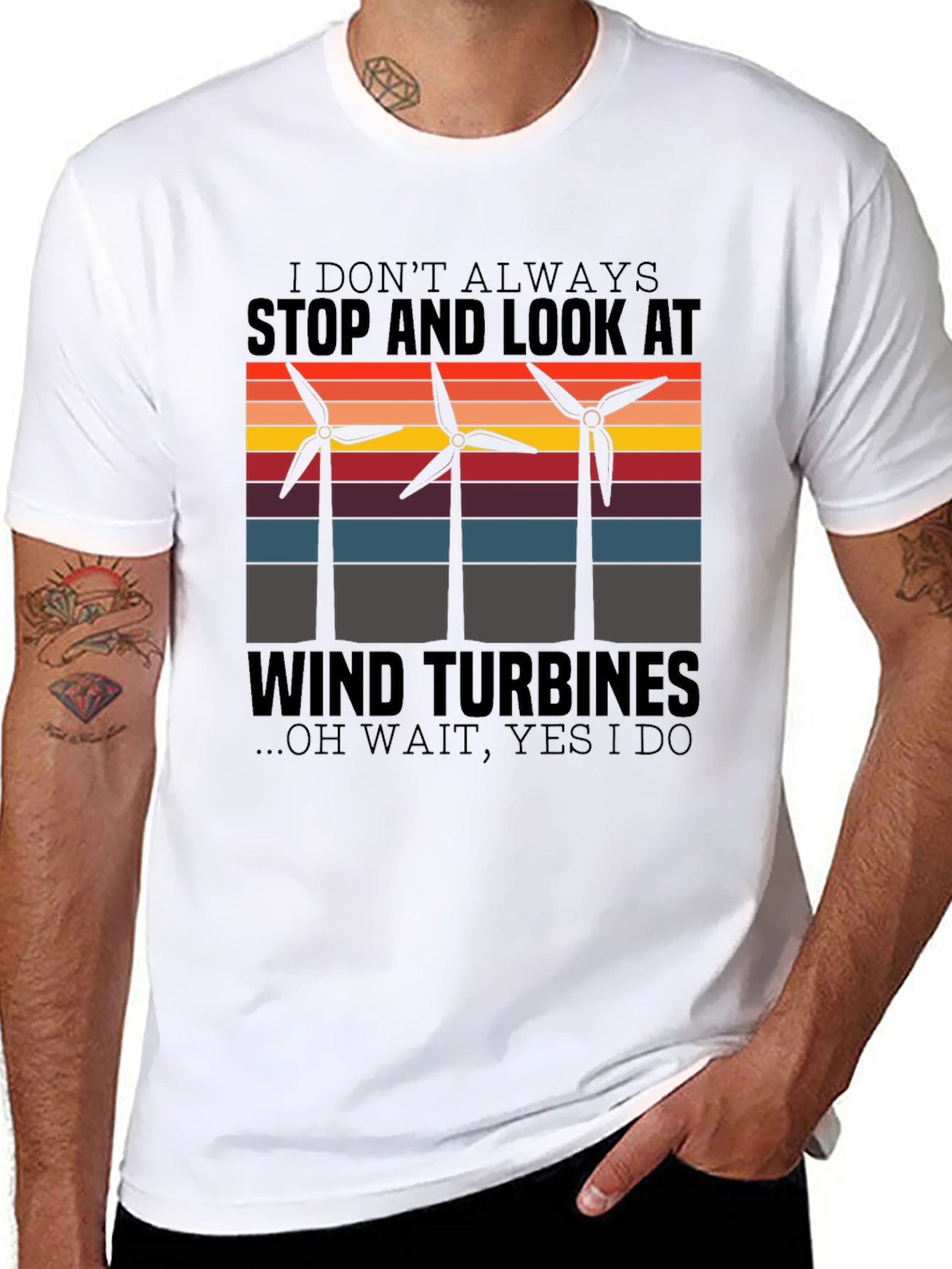 Wind Turbine Graphic T-Shirt - Environmentally Conscious Design
