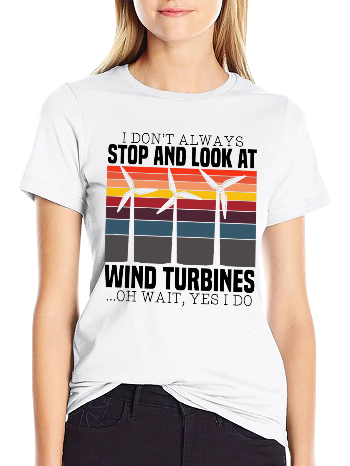 Wind Turbine Graphic T-Shirt - Environmentally Conscious Design