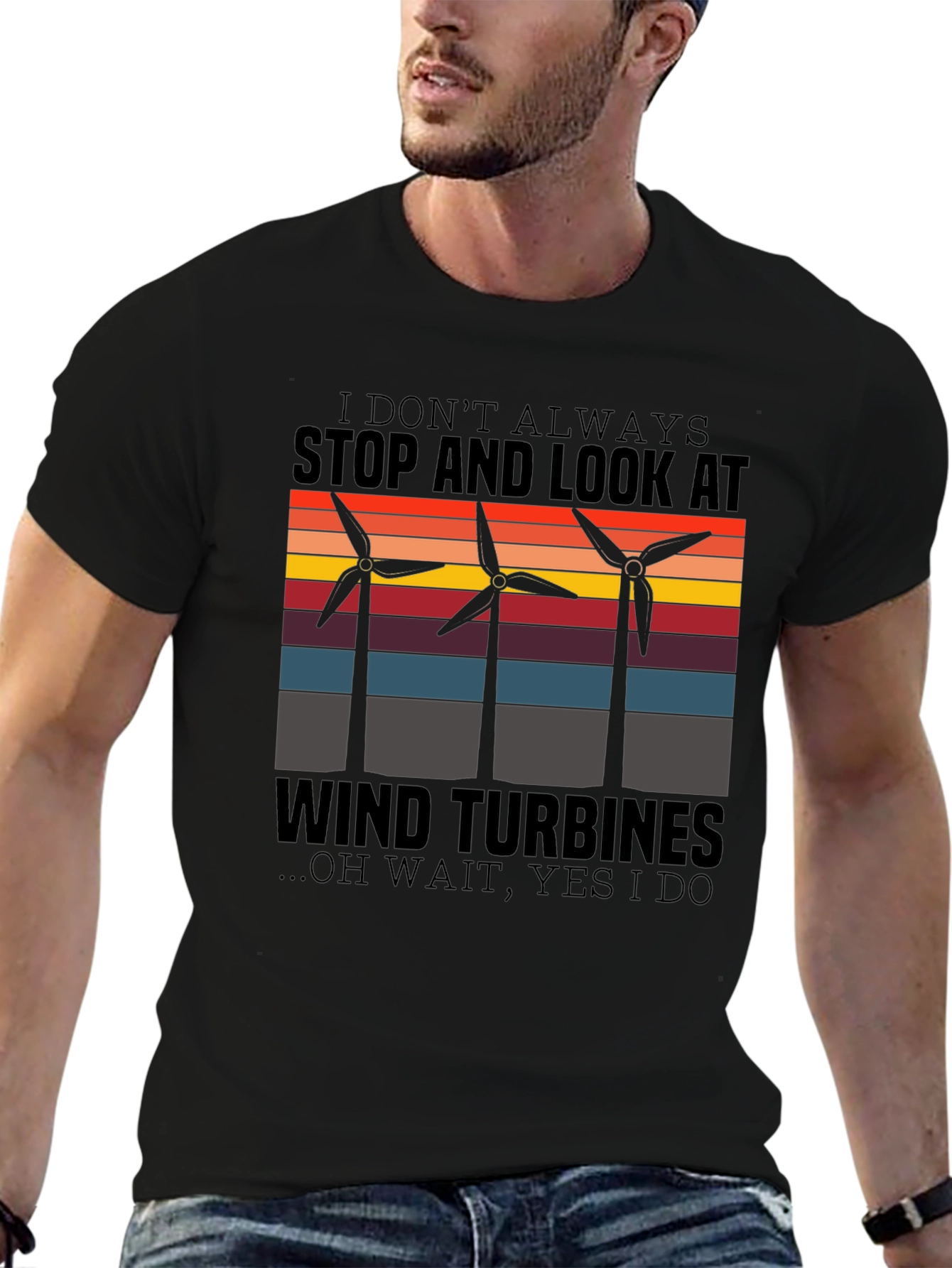 Wind Turbine Graphic T-Shirt - Environmentally Conscious Design