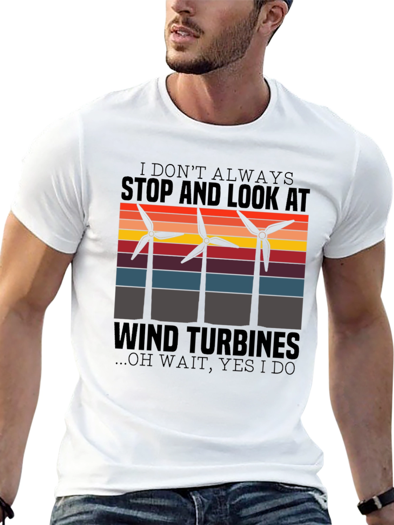 Wind Turbine Graphic T-Shirt - Environmentally Conscious Design