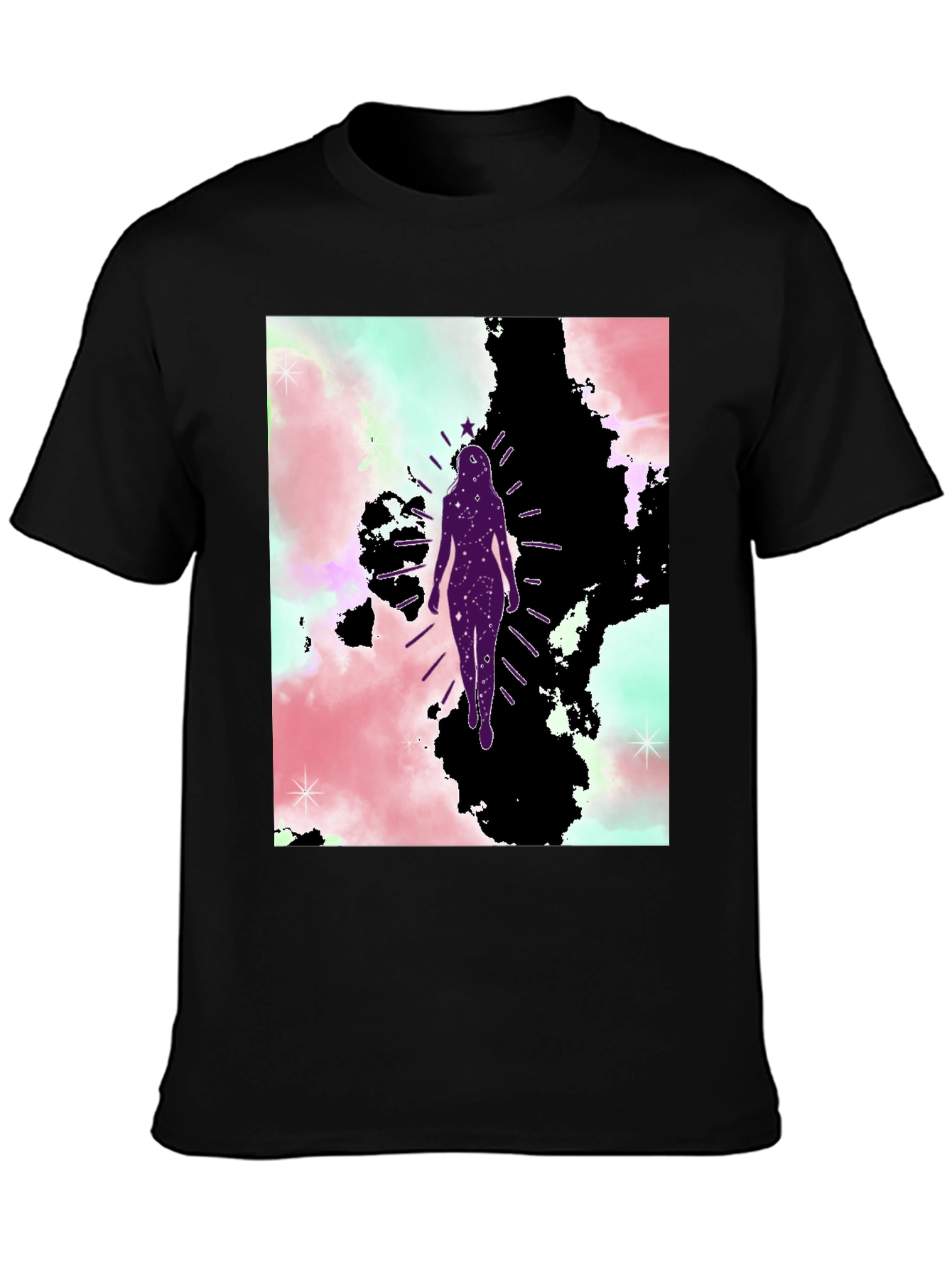 Celestial Woman Graphic Tee - Black Cotton Blend