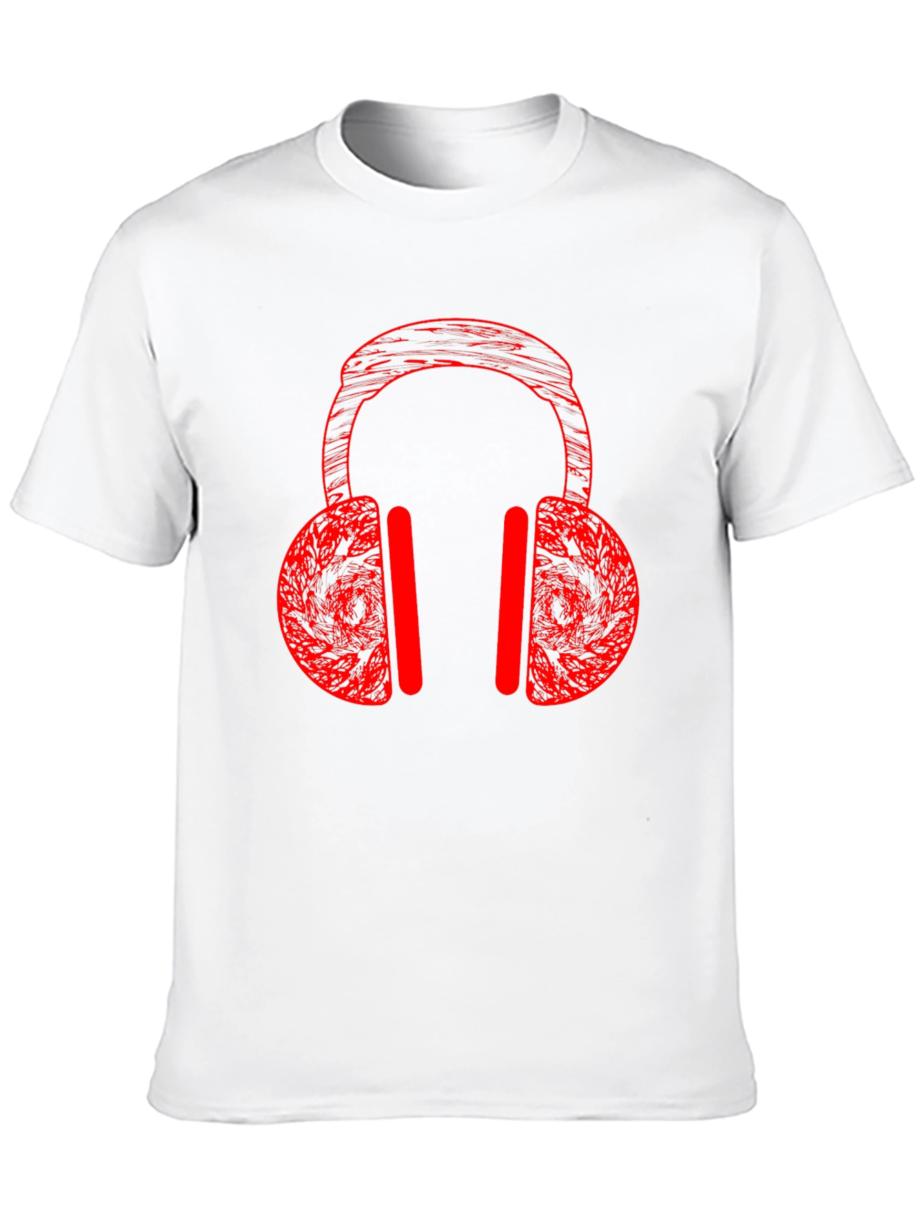 Red Headphones Graphic Tee - Stylish Music Lover Shirt