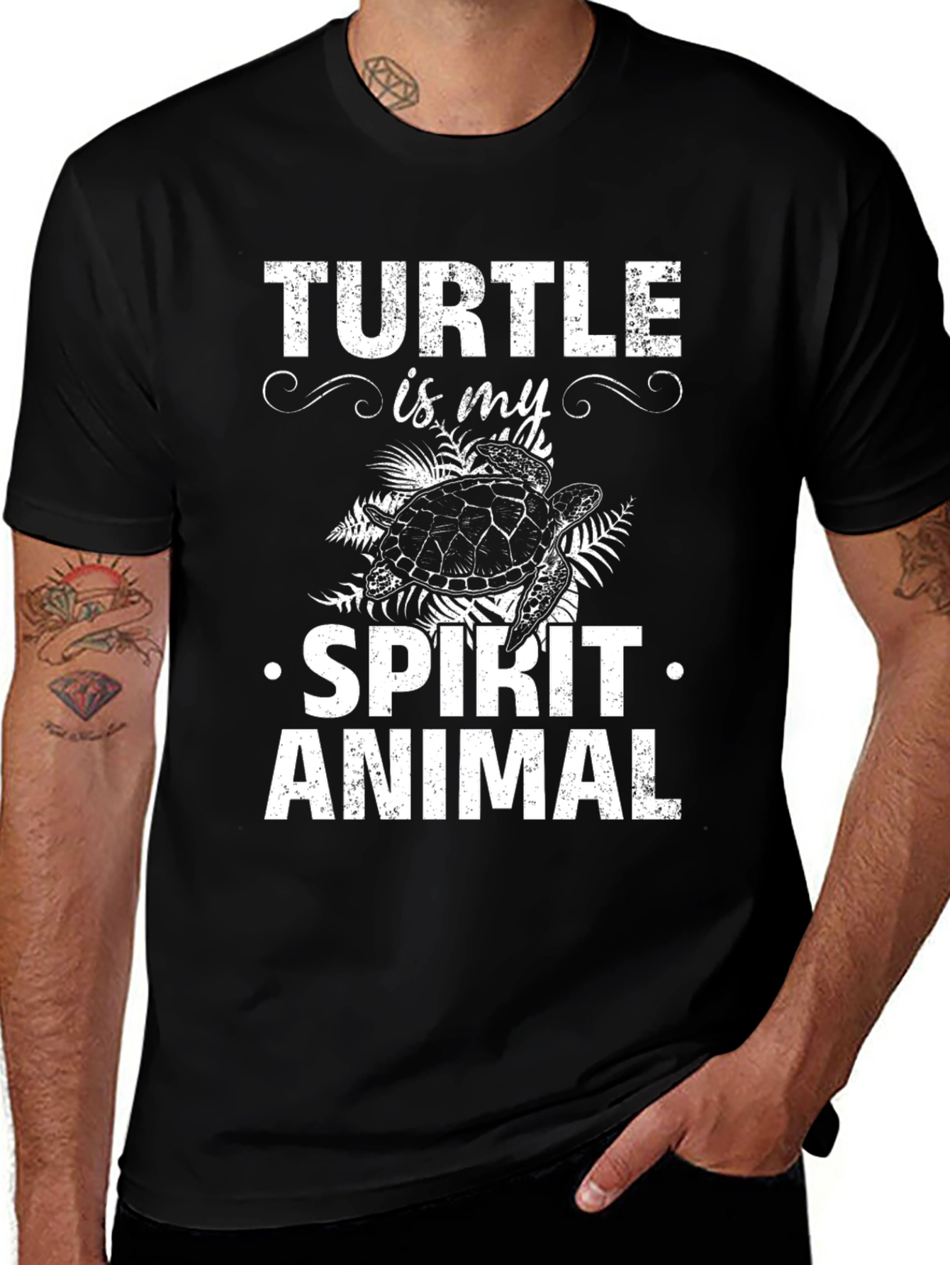 Turtle Spirit Animal Graphic Tee - Black