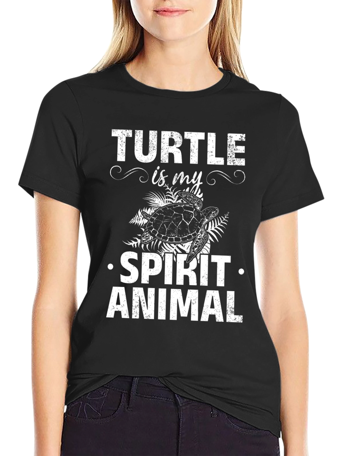 Turtle Spirit Animal Graphic Tee - Black