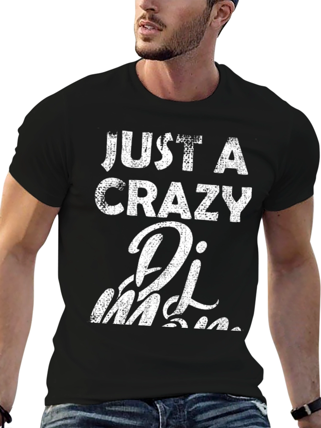 Crazy DJ Life Graphic T-Shirt - Black