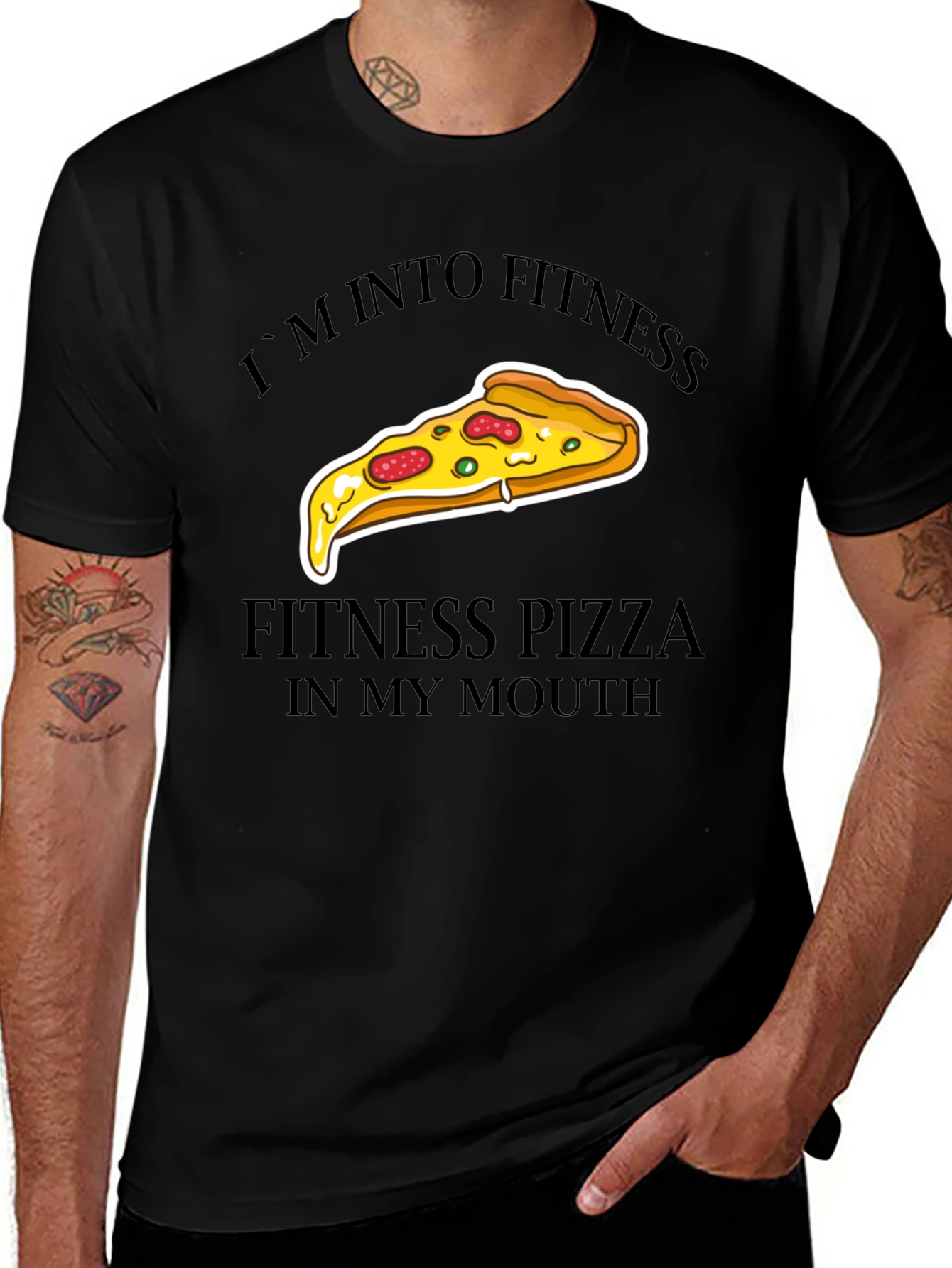 Fitness Pizza Graphic T-Shirt - Funny Foodie Tee