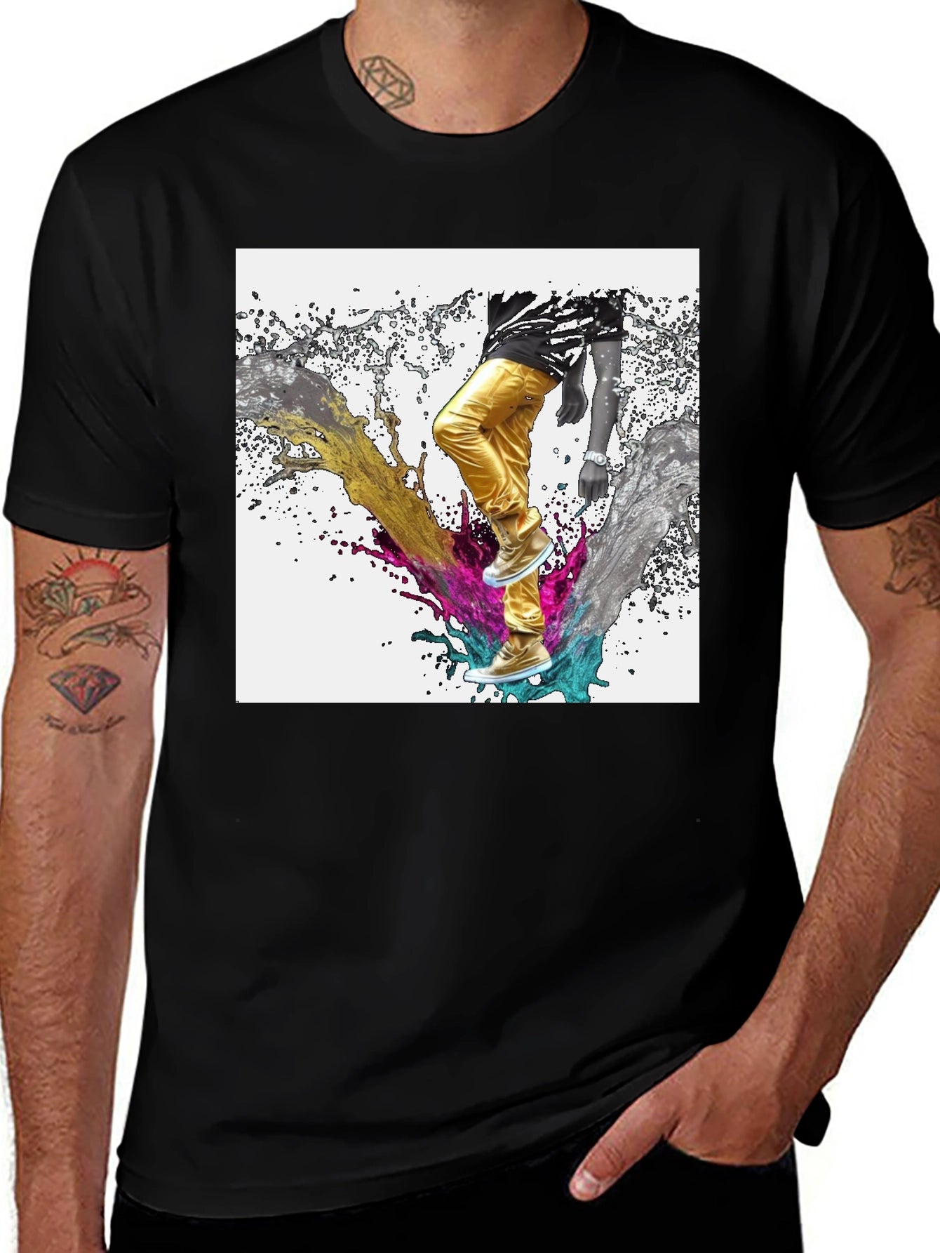 Abstract Splash Graphic Black T-Shirt
