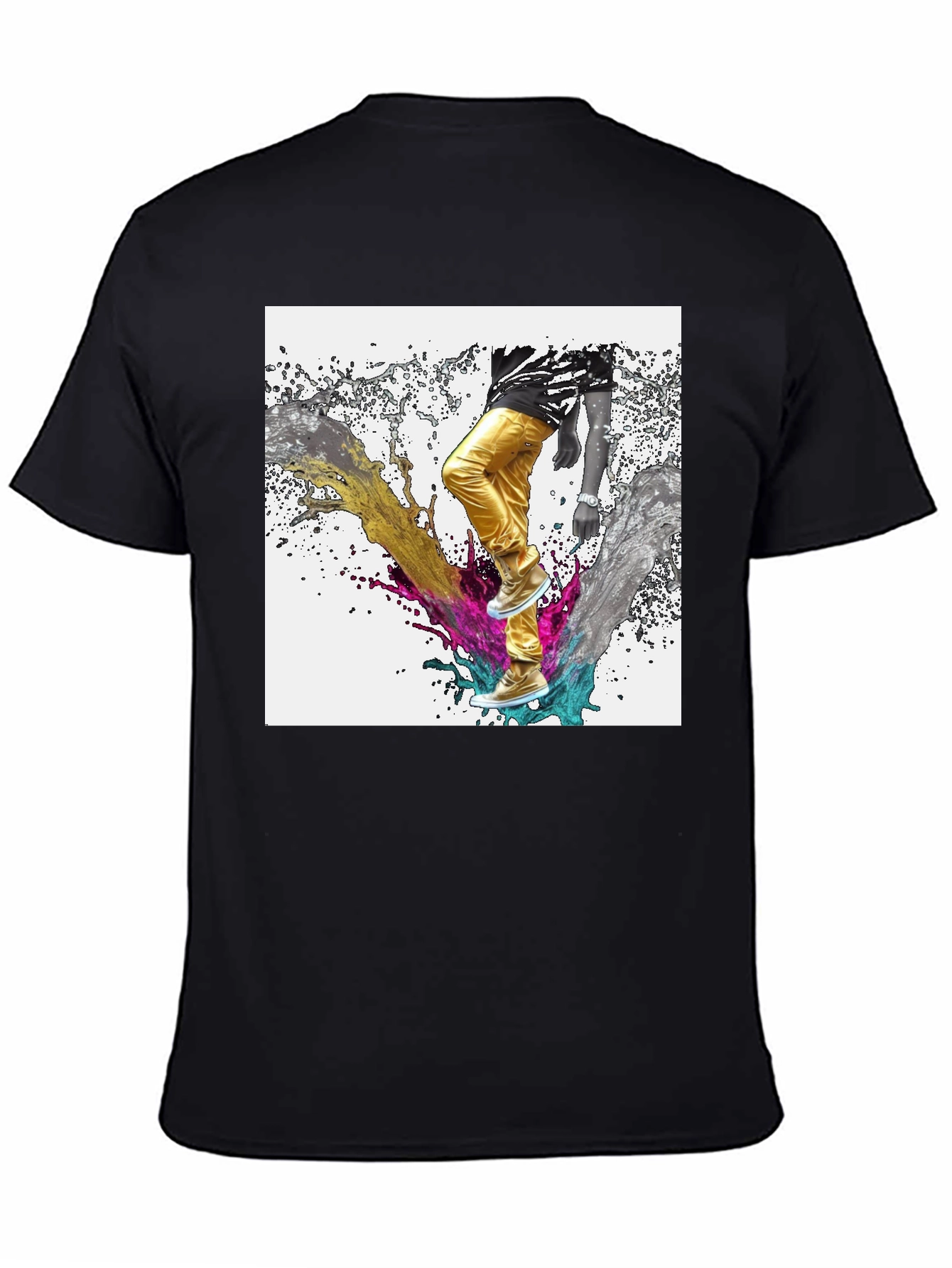 Abstract Splash Graphic Black T-Shirt