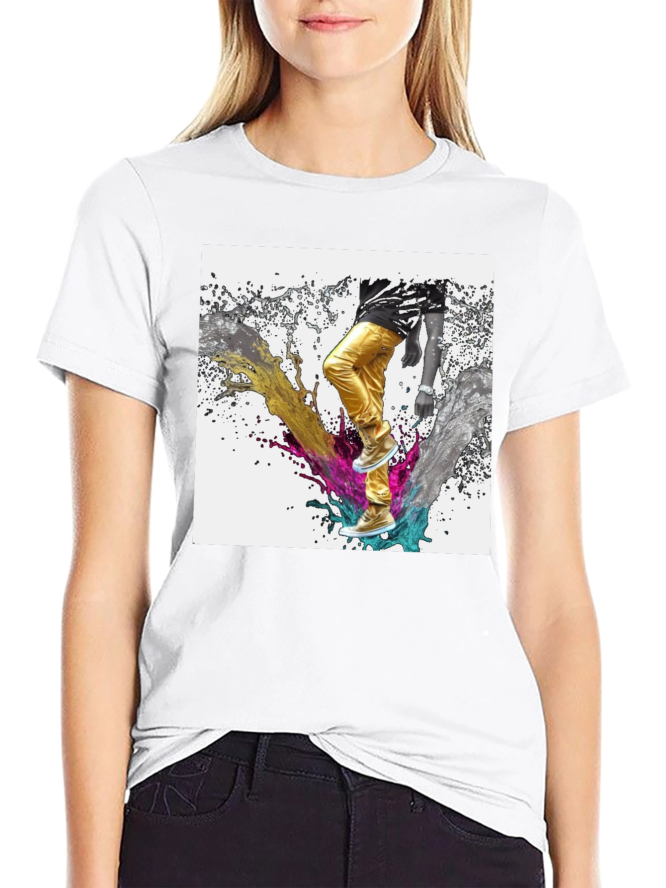 Abstract Splash Graphic Black T-Shirt