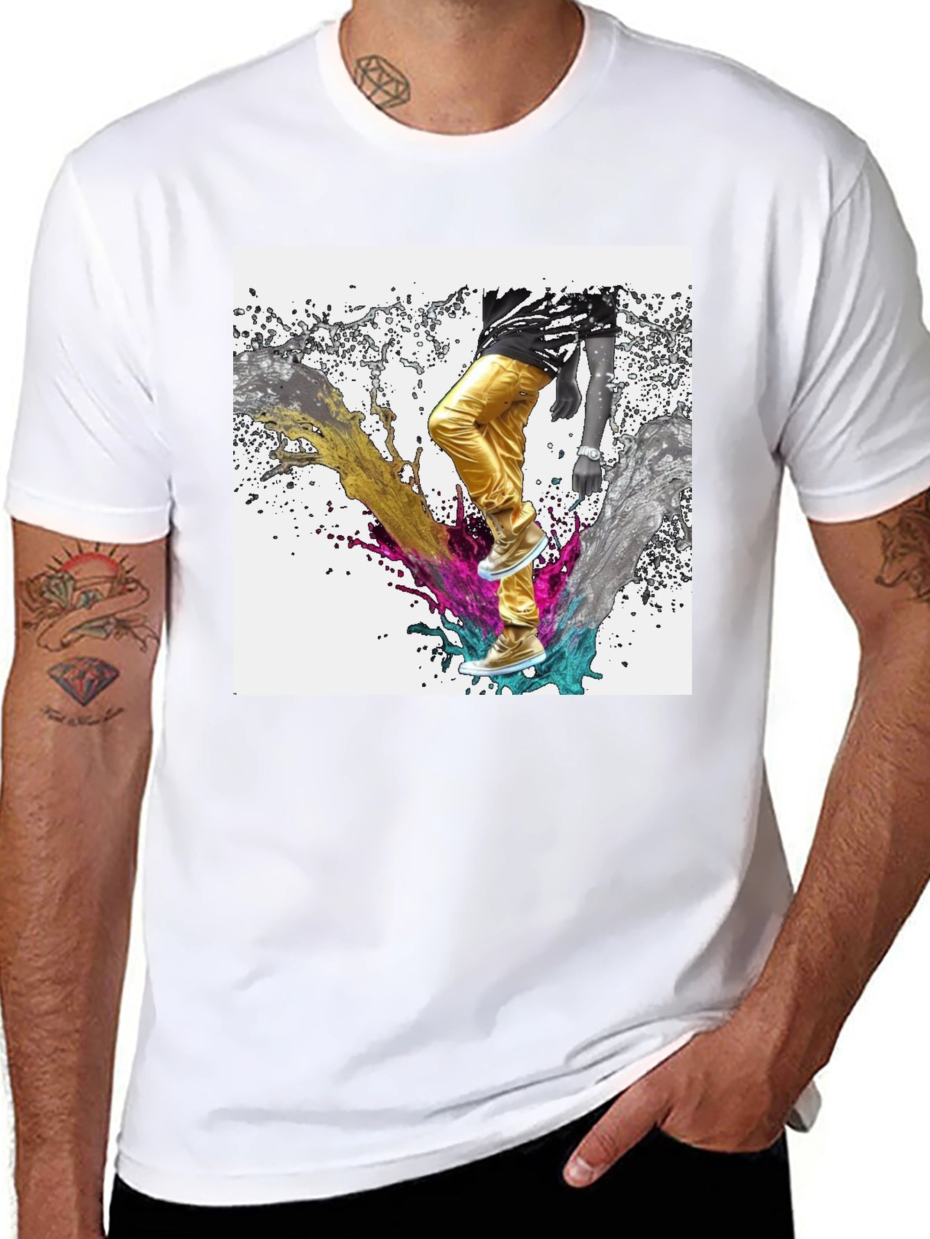 Abstract Splash Graphic Black T-Shirt