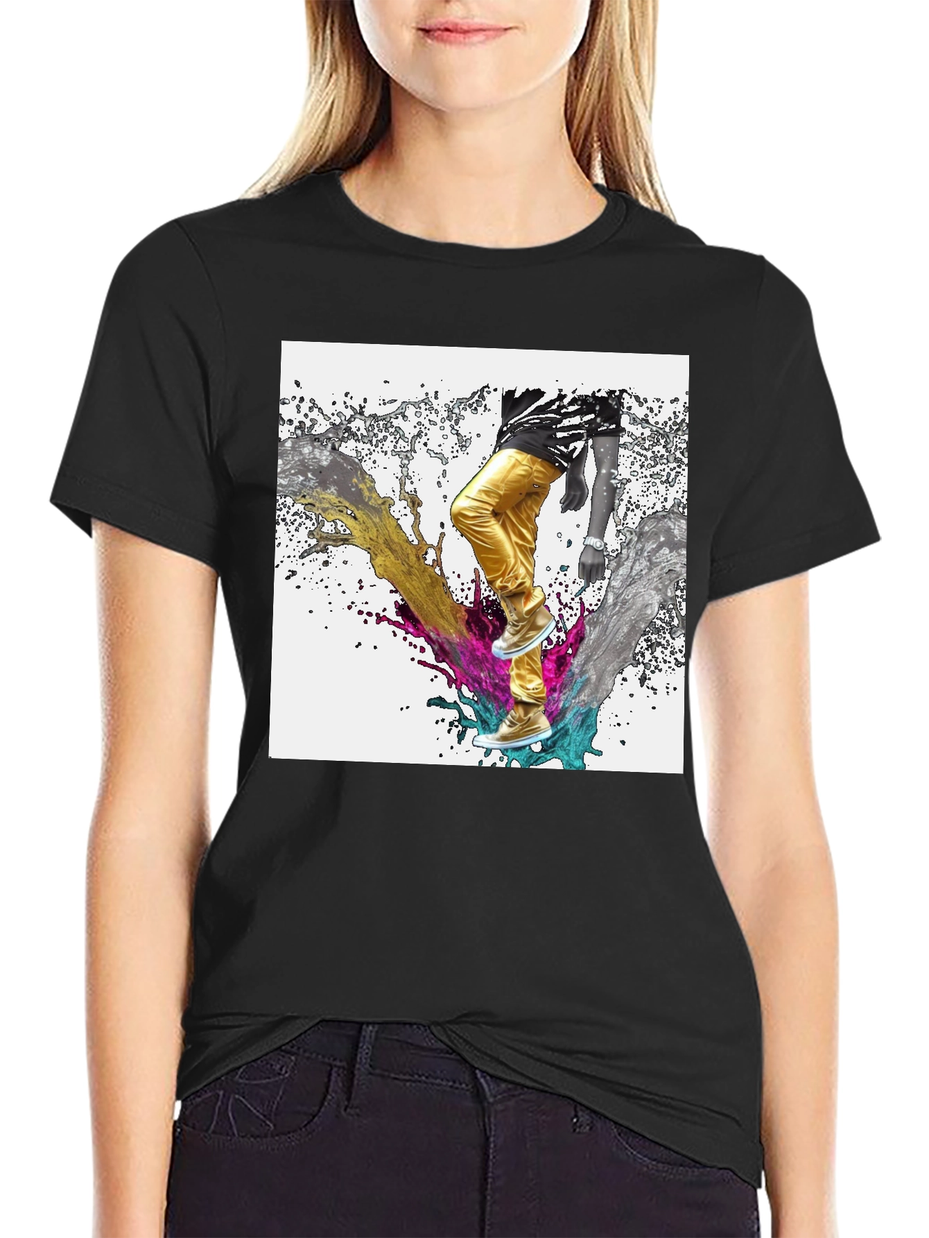 Abstract Splash Graphic Black T-Shirt