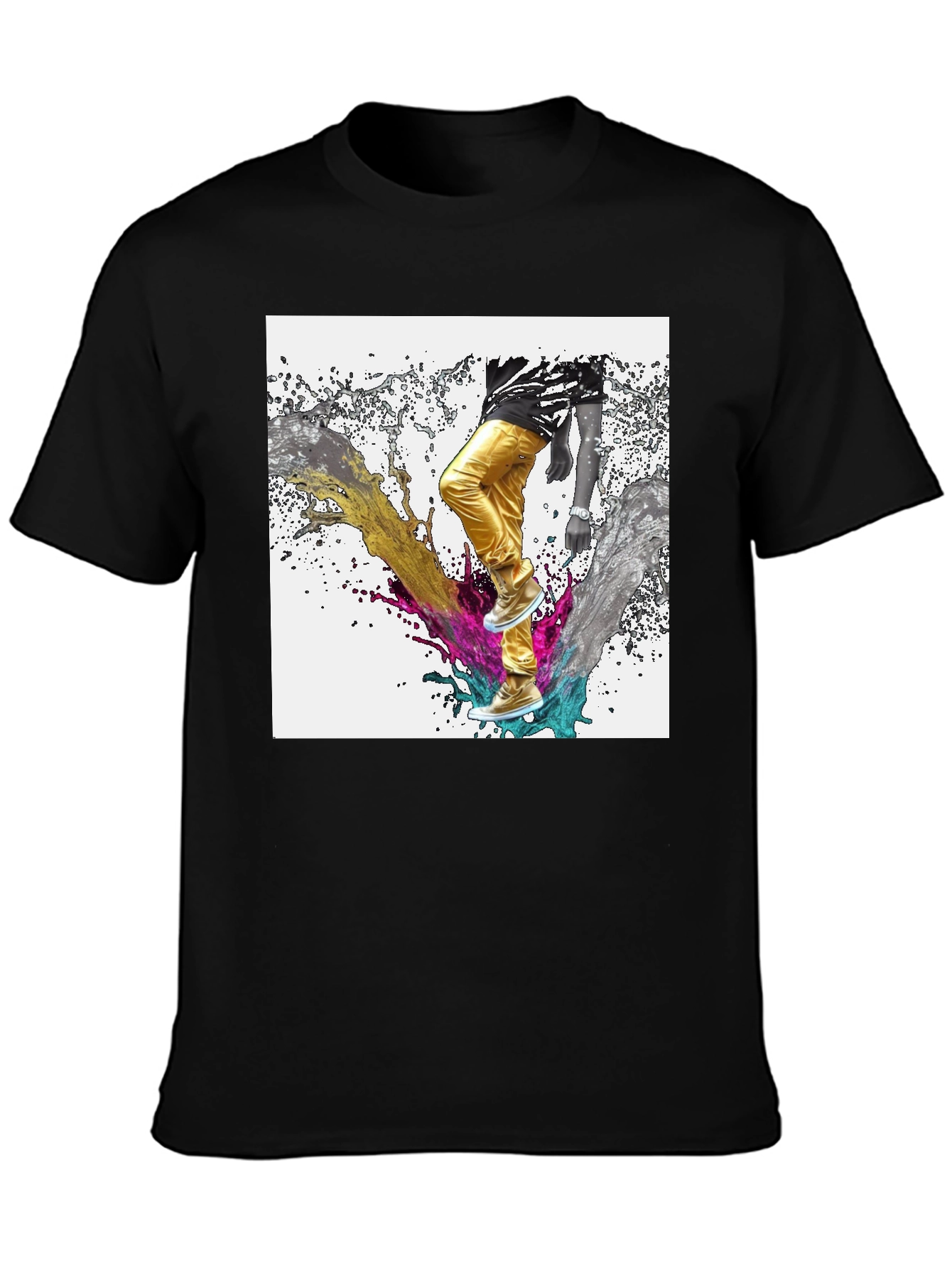 Abstract Splash Graphic Black T-Shirt