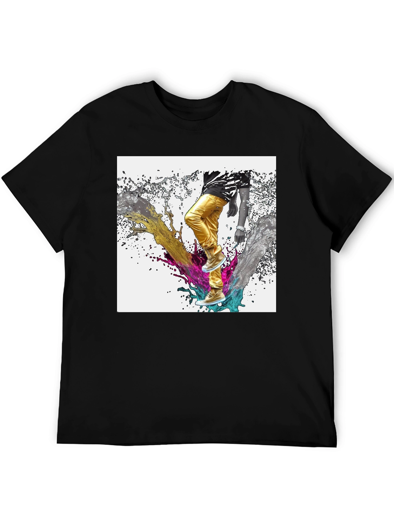 Abstract Splash Graphic Black T-Shirt