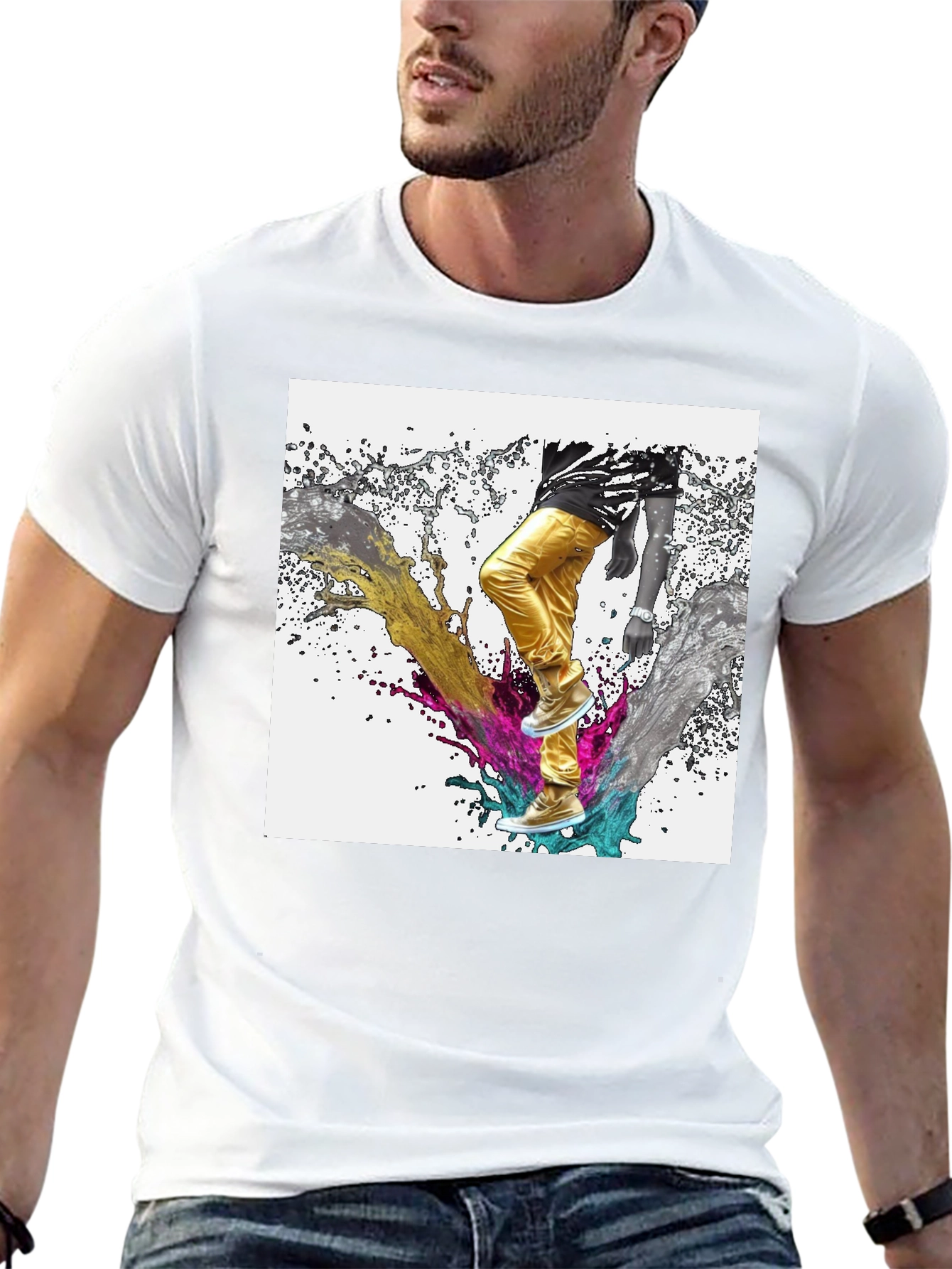 Abstract Splash Graphic Black T-Shirt
