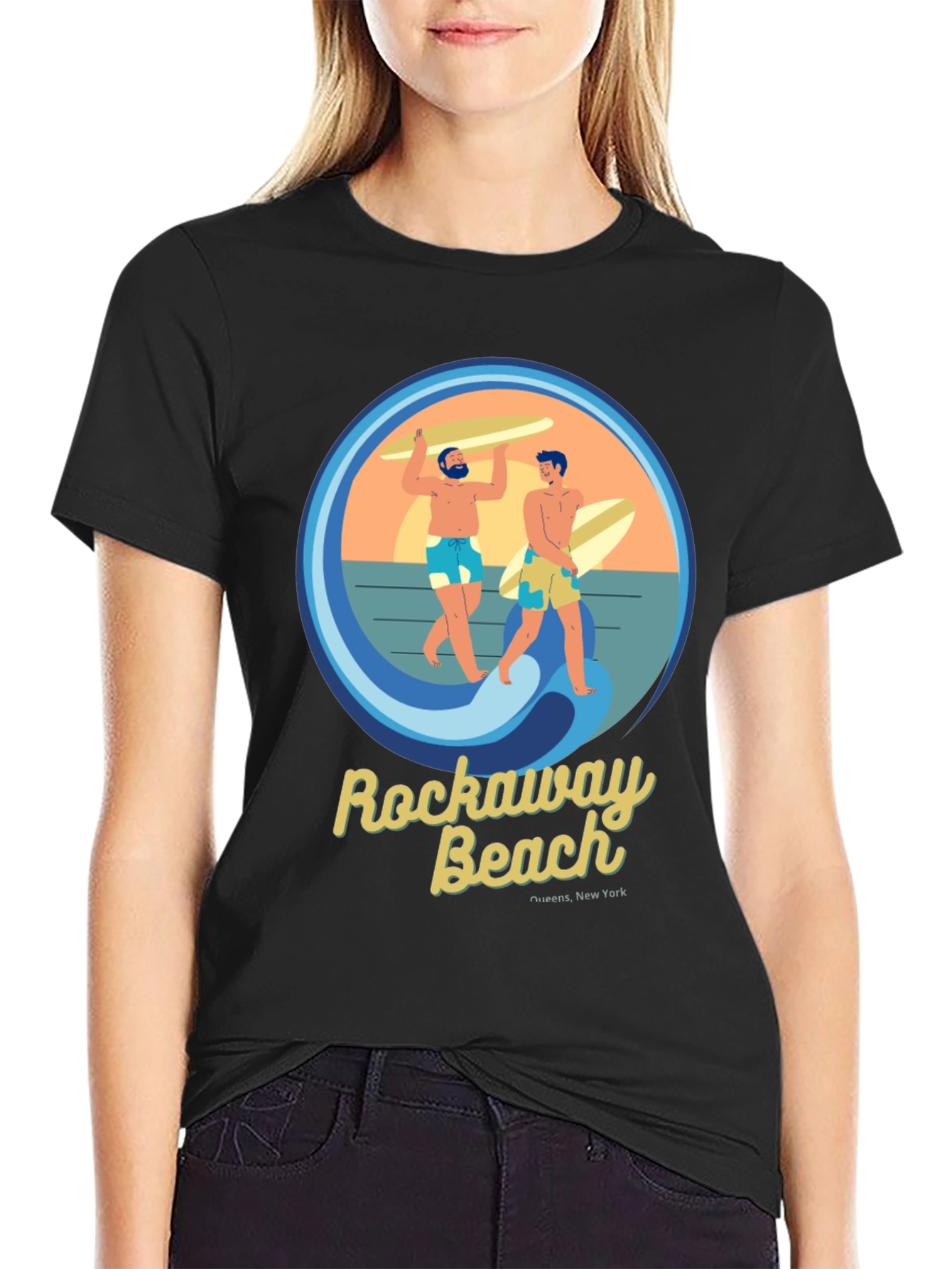 Rockaway Beach T-Shirt - Surfer Graphic Tee