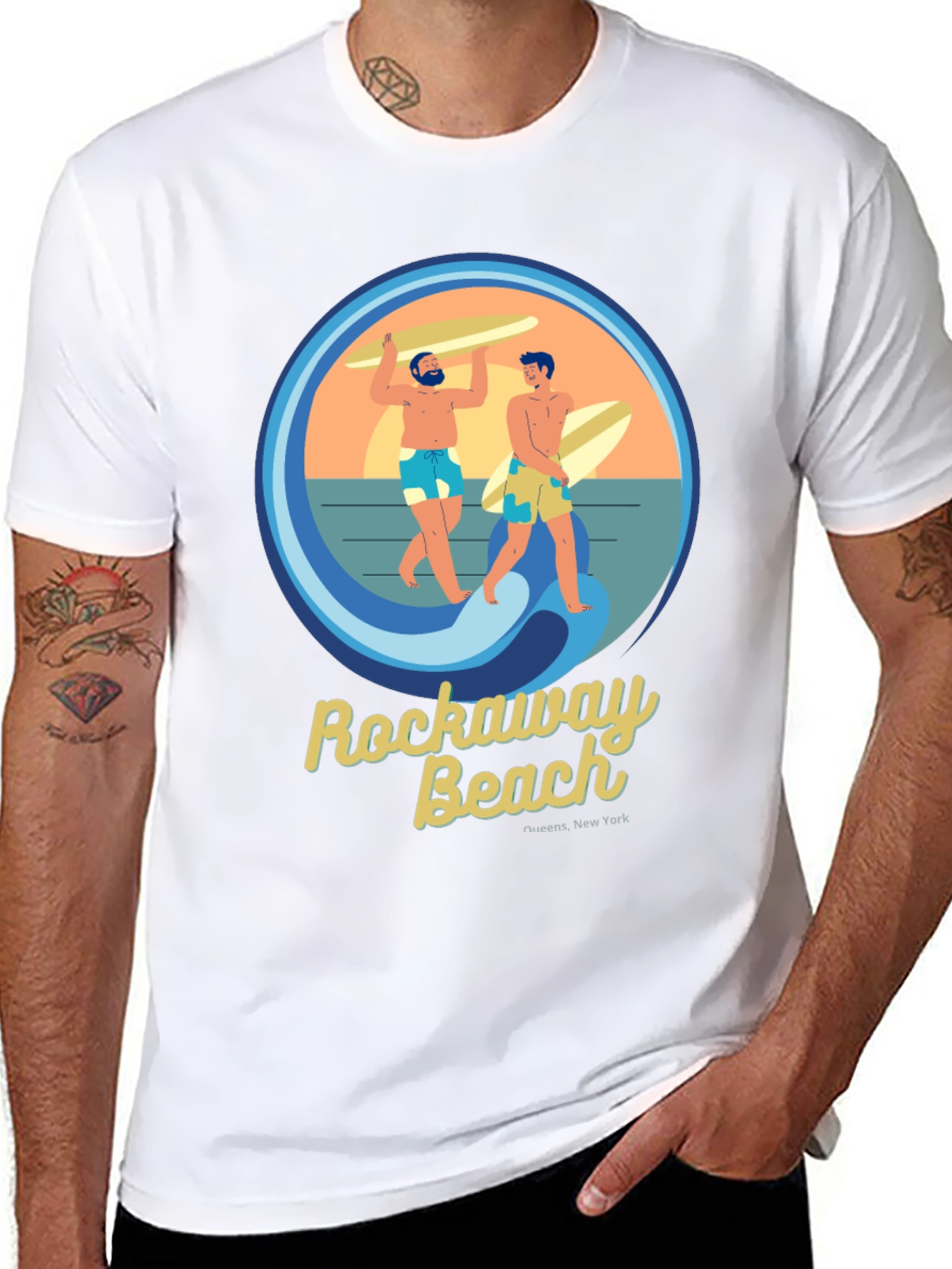 Rockaway Beach T-Shirt - Surfer Graphic Tee