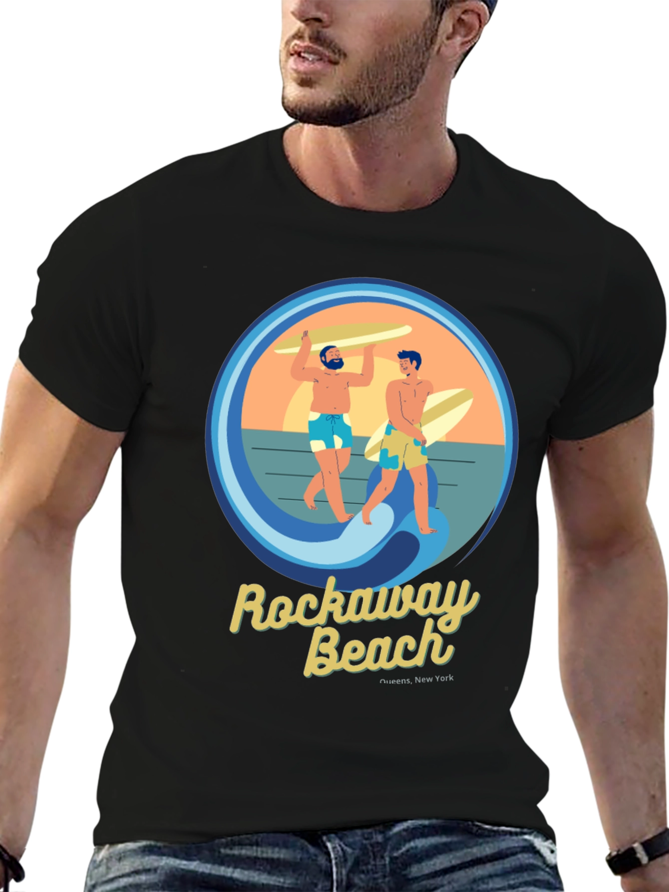 Rockaway Beach T-Shirt - Surfer Graphic Tee