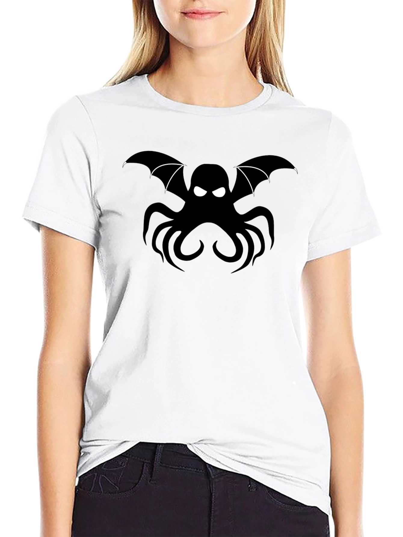 Black Bat Octopus Graphic T-Shirt