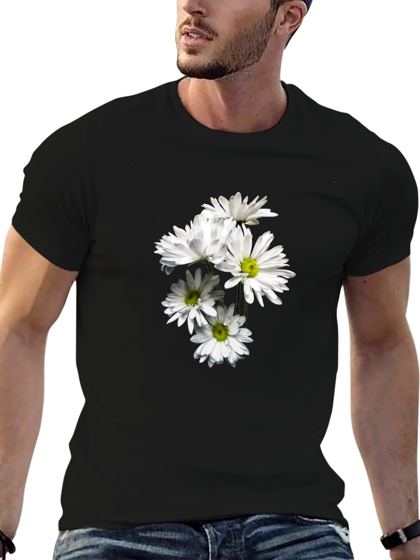 Daisy Graphic Black Tee - Soft & Stylish