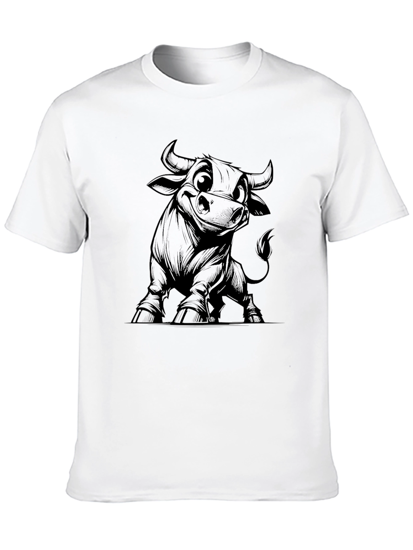 Bull Cartoon Graphic Black T-Shirt