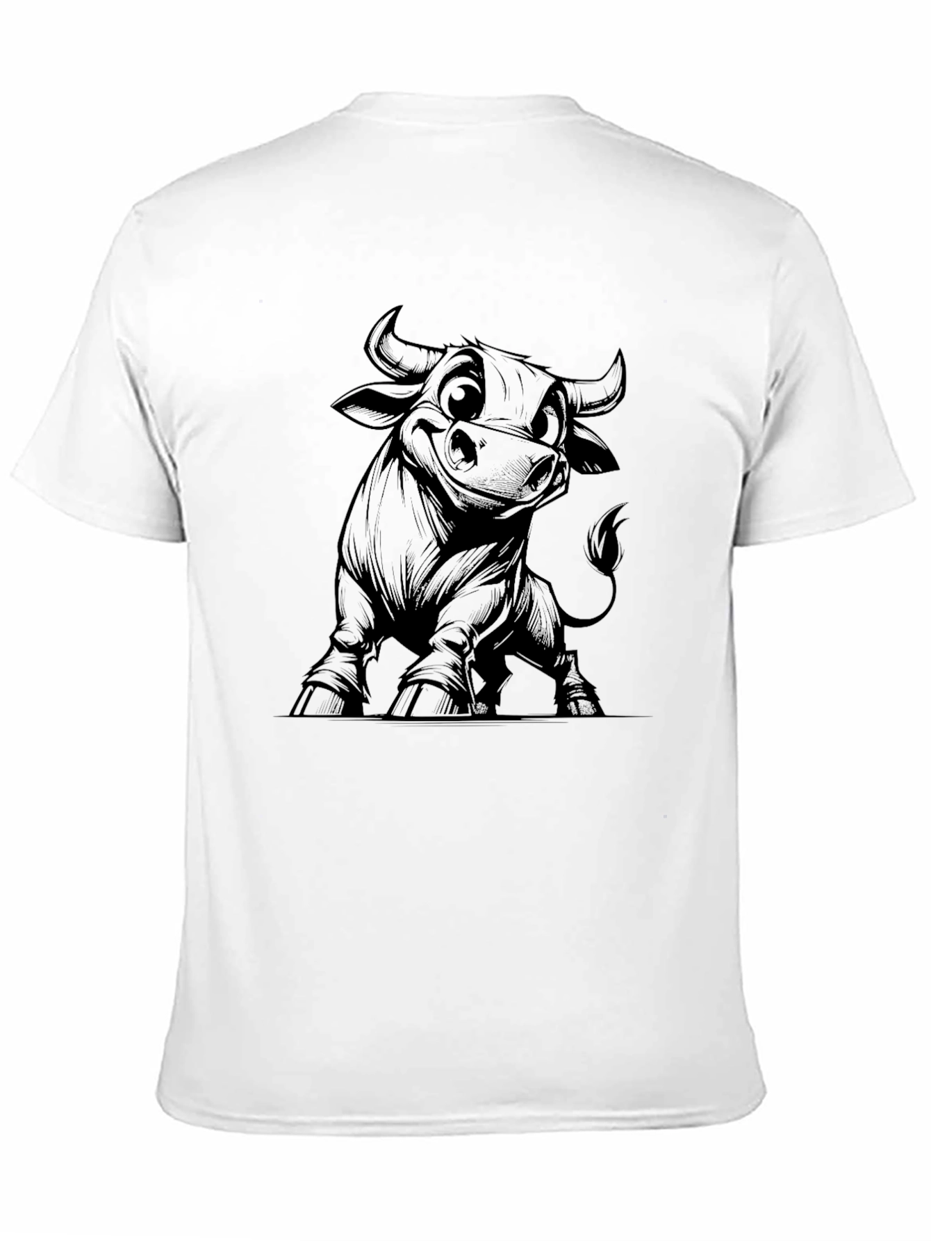 Bull Cartoon Graphic Black T-Shirt