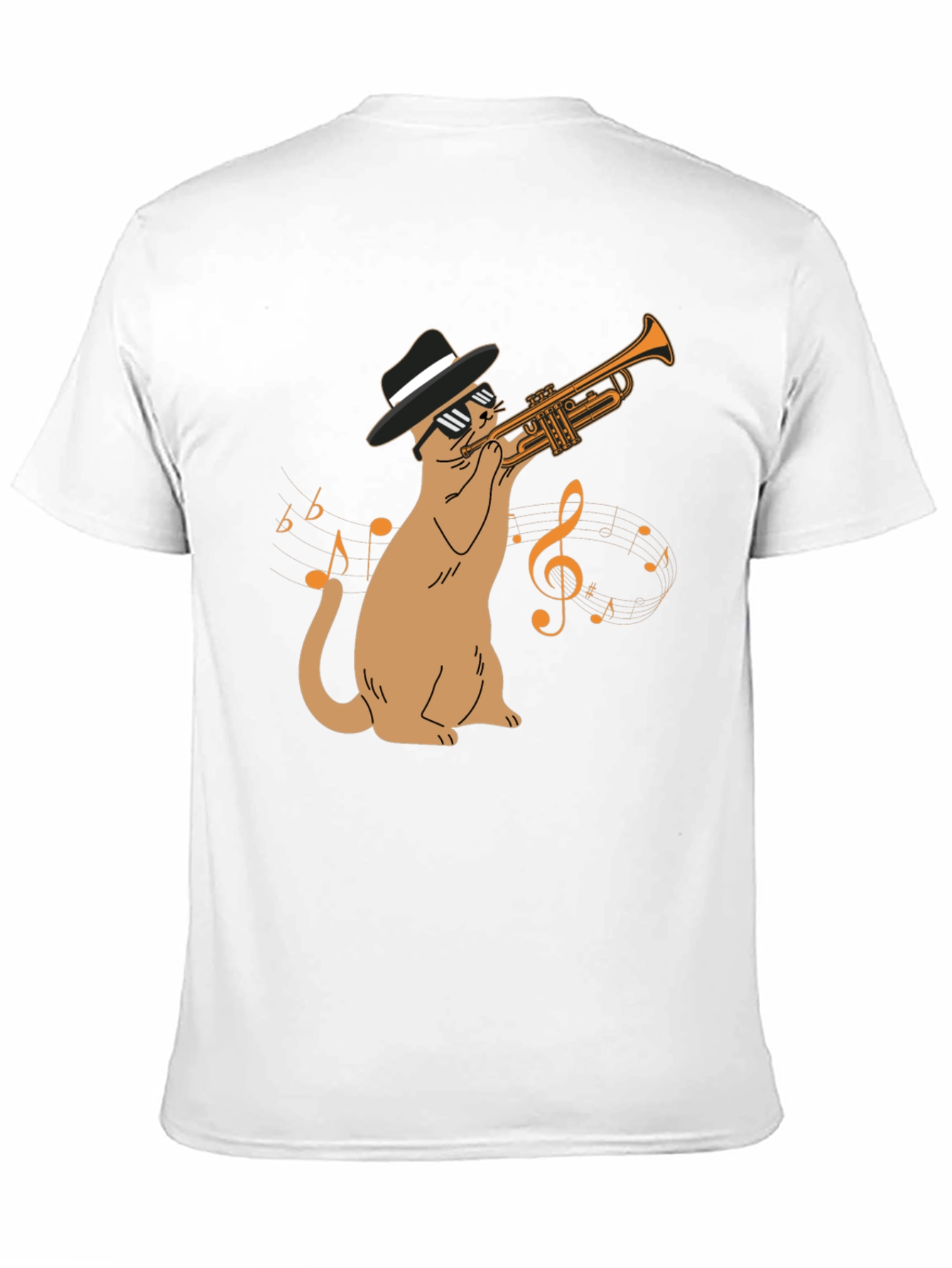 Cool Cat Trumpet Player T-Shirt - Black