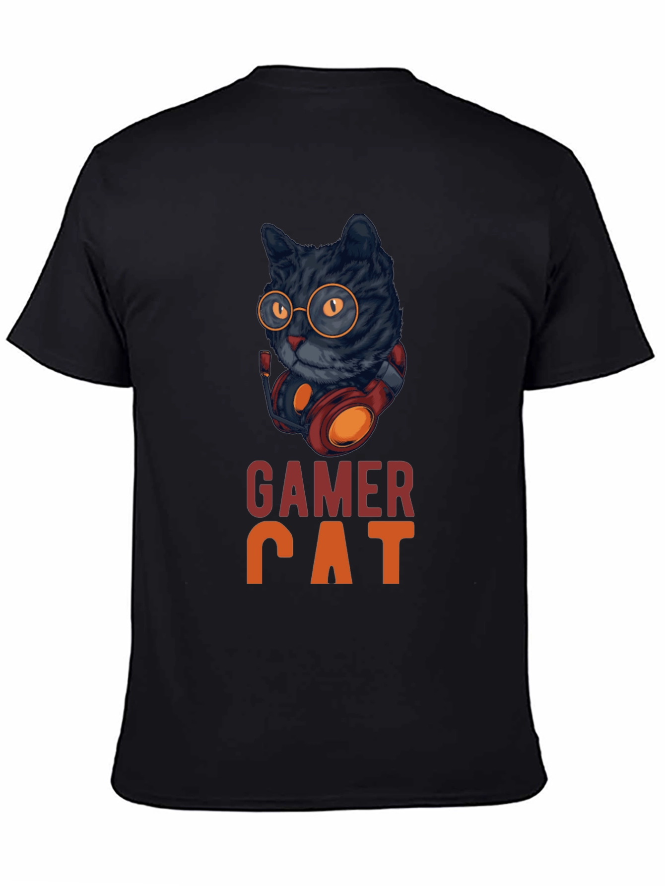 Gamer Cat Graphic Tee - Cool Cat With Headset