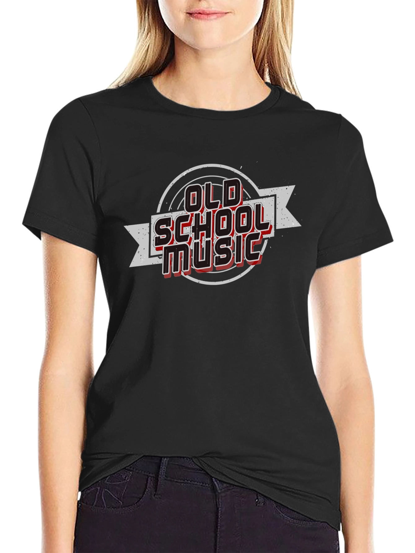 Retro Old School Music Graphic Tee - Black