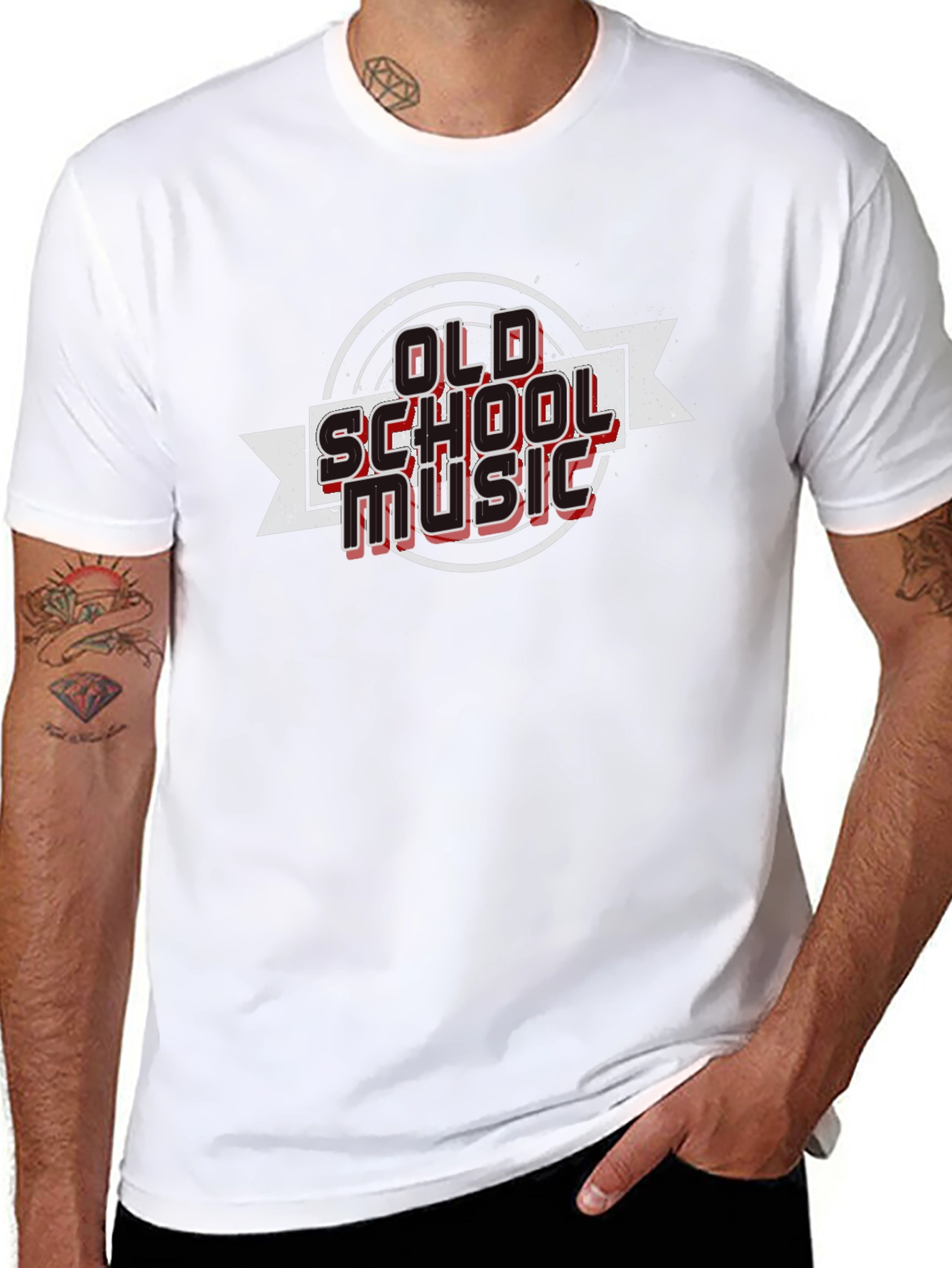 Retro Old School Music Graphic Tee - Black