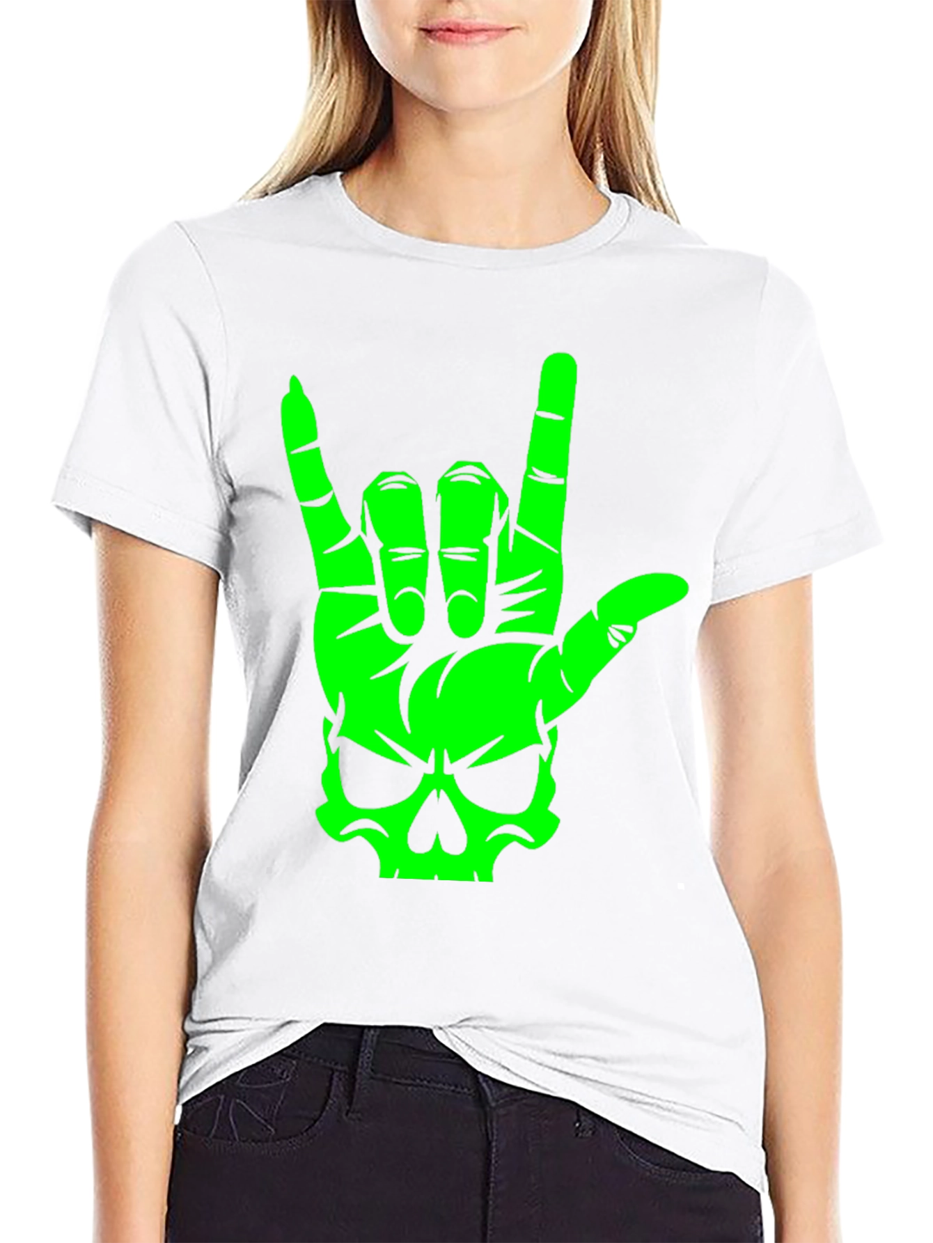 Skull Hand Sign Graphic T-Shirt